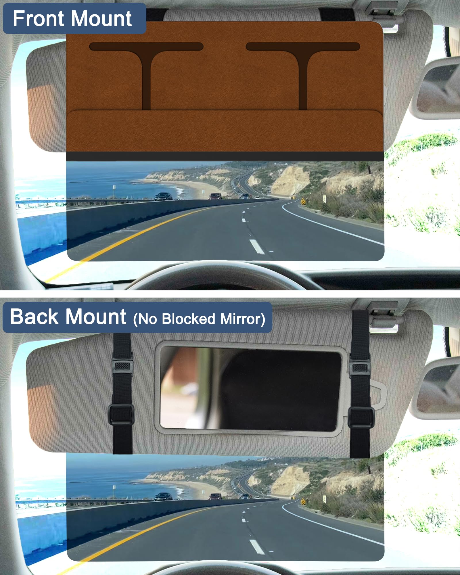 NAZZO Car Visor Extender - Polarized Sun Blocker, Anti-Glare PC Lens, Brown