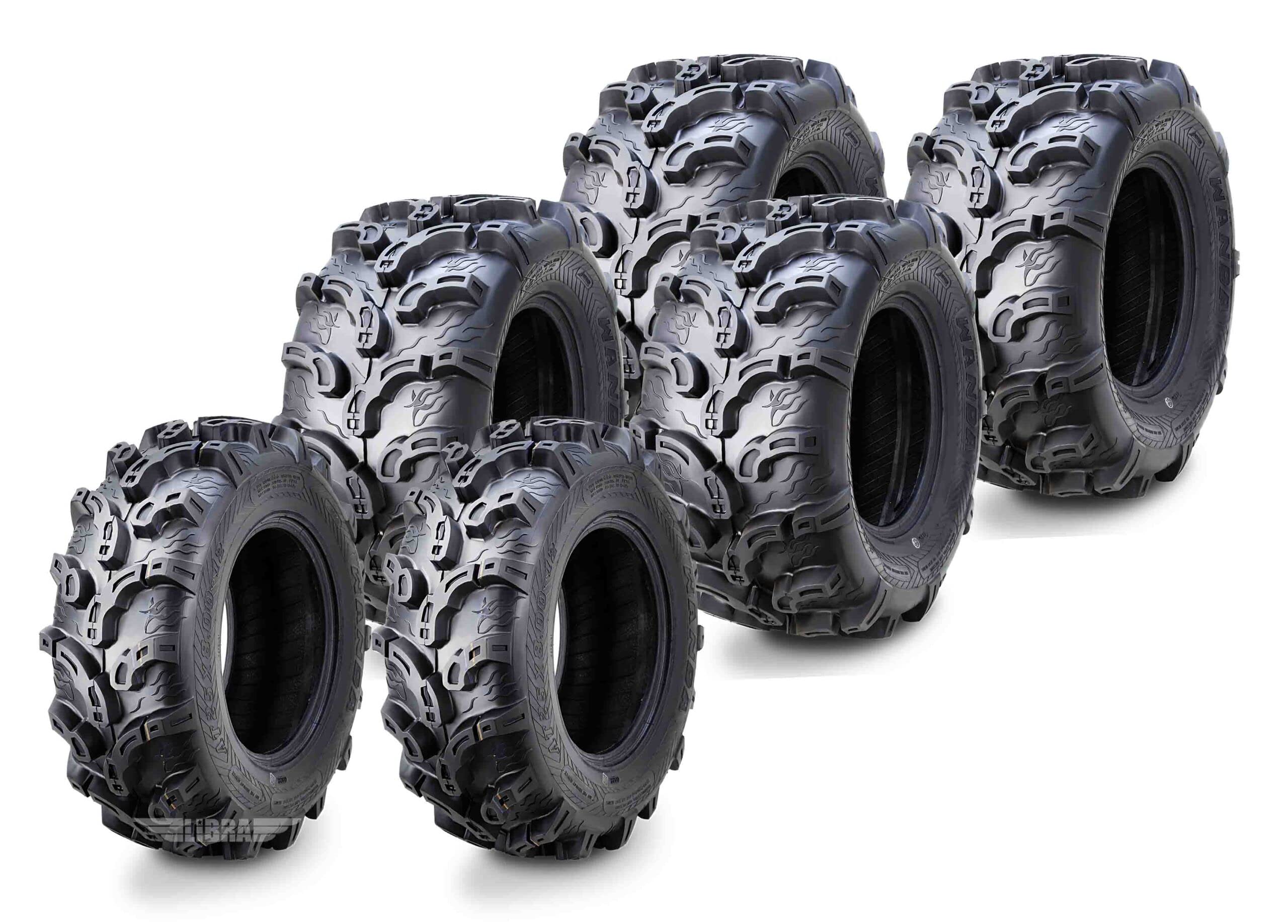 Wanda Set 6 Atv Utv Tires (2) 25X10-12 Front & (4) 25X11-10 Rear Super Lug Mud