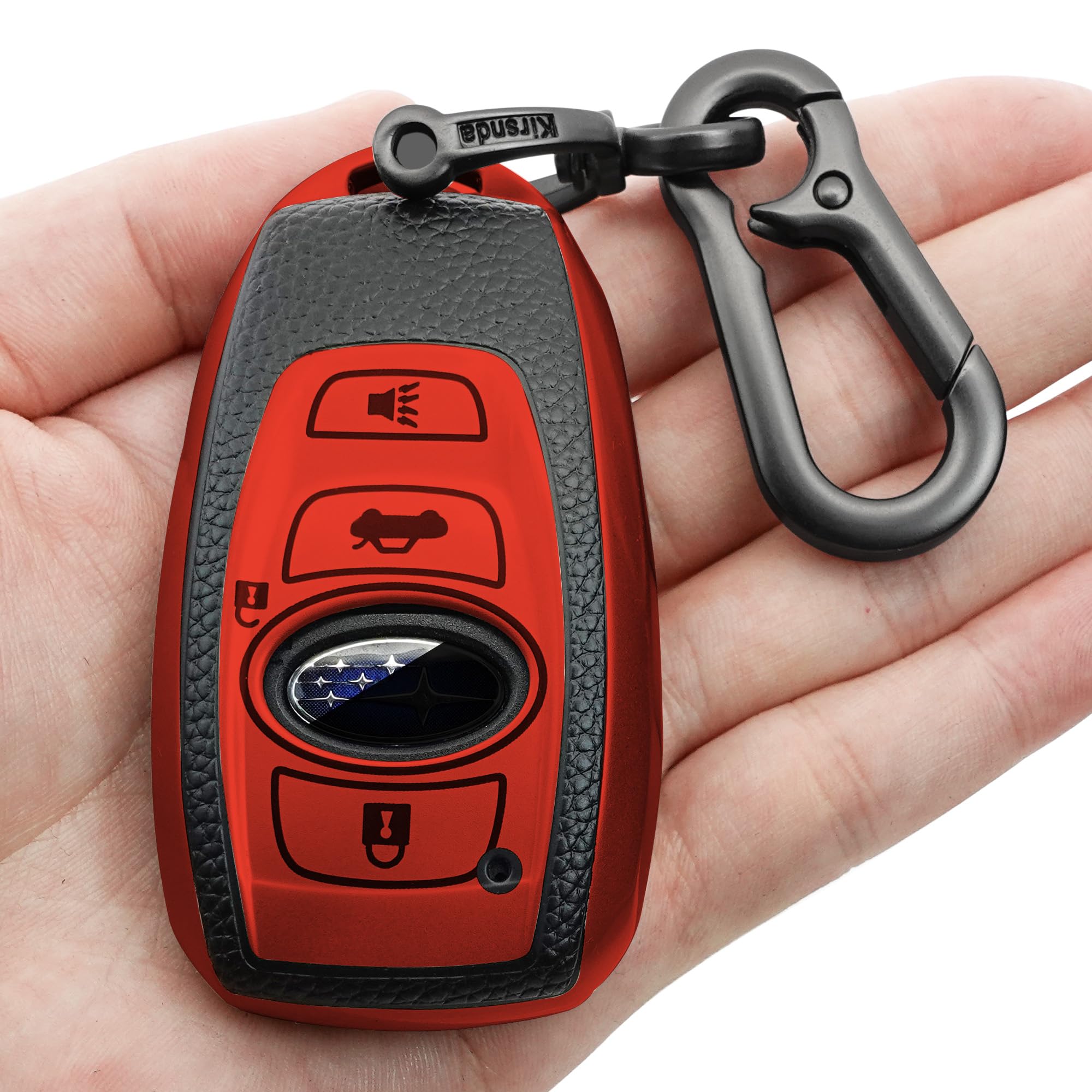 Kirsnda for Subaru Key fob Cover case with Keychain,Texture Soft TPU Key case/Skin,4-Buttons fit BRZ Legacy Outback Ascent Cross