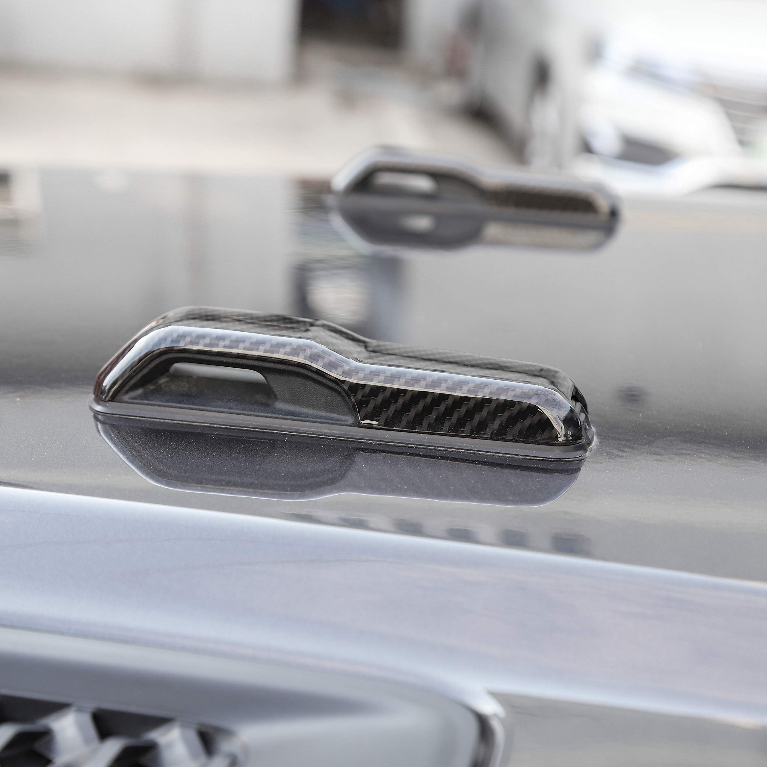 CheroCar JL Engine Hood Hinge Cover Stickers for Jeep Wrangler JL & Gladiator JT, Carbon Fiber, 2018-2024, Durable ABS Material