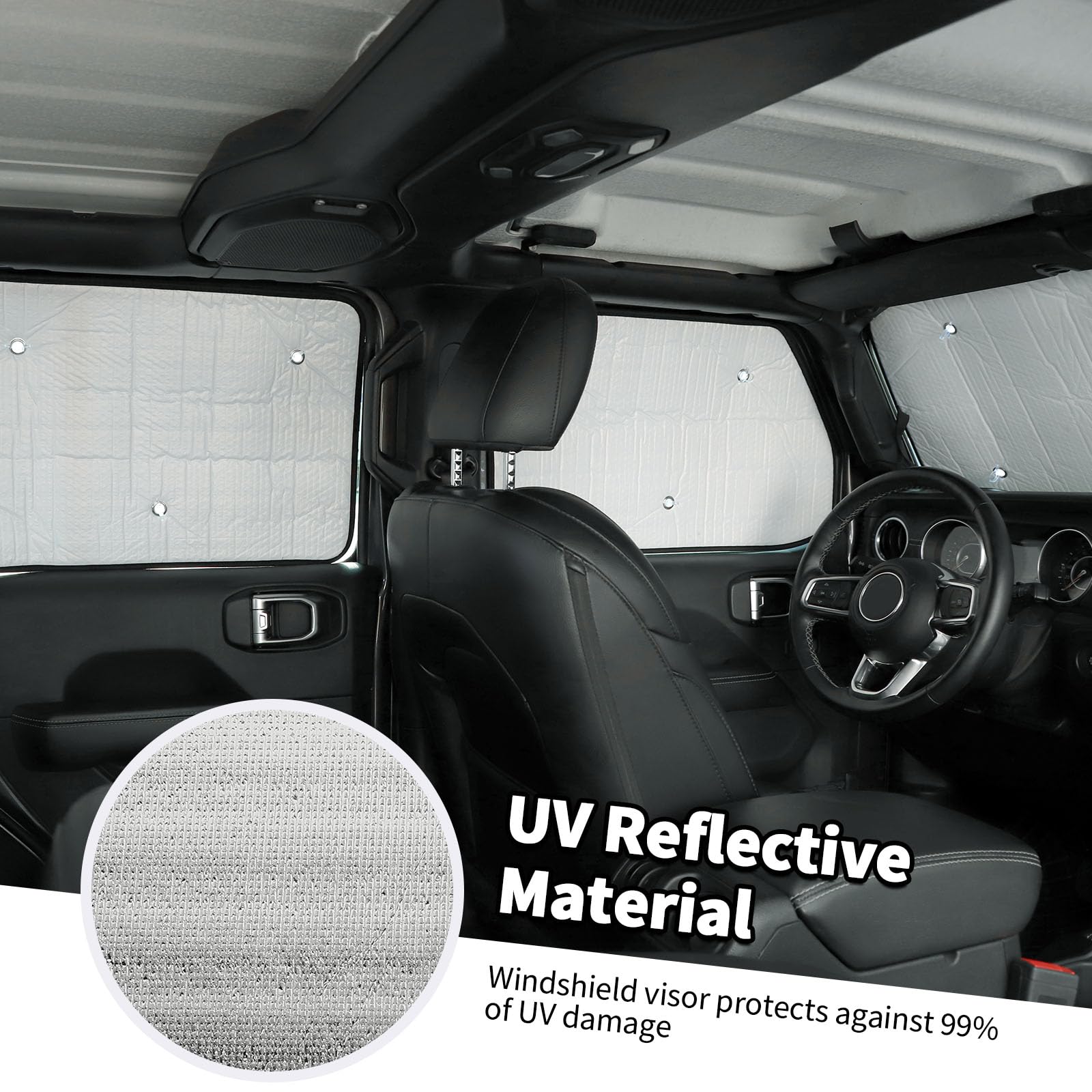 Jimen Windshield Sunshades Compatible With Jeep Wrangler Jl & Unlimited 4 Door 2018-2023, 8Pcs Window Visor Shades For Car Side