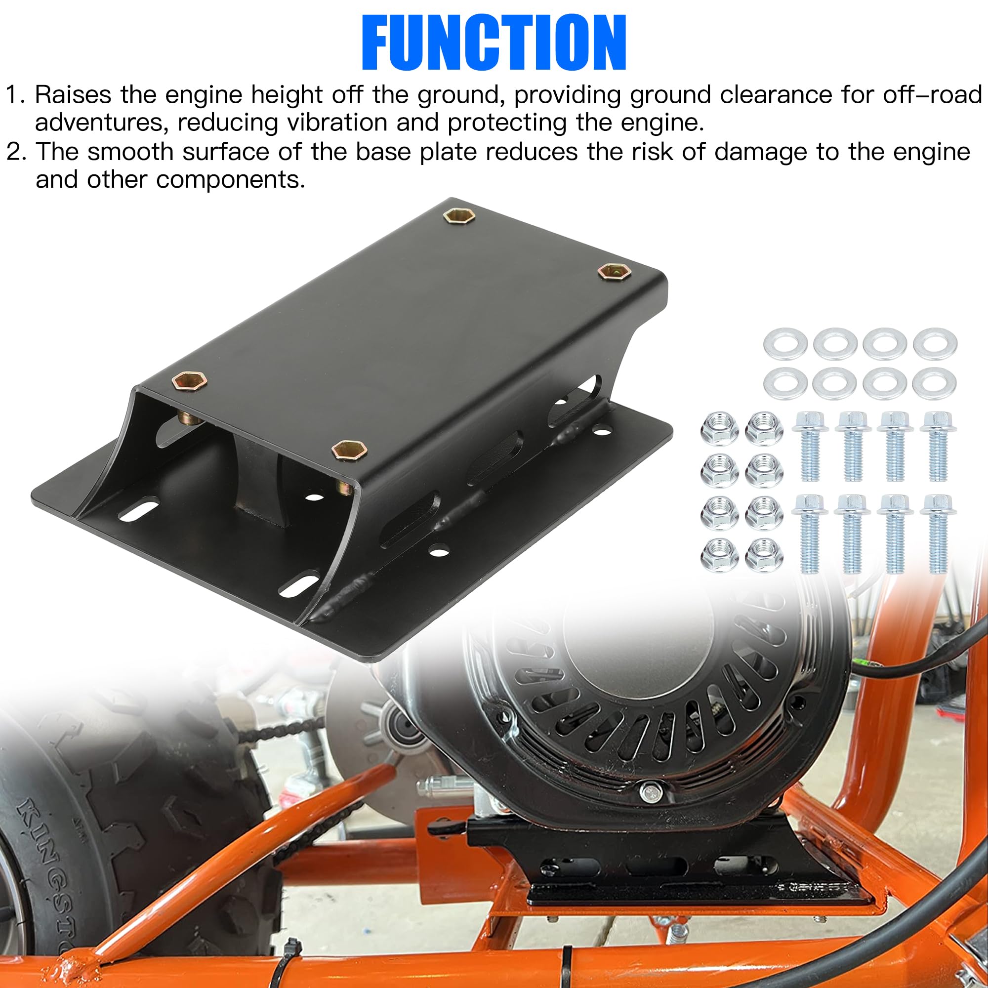 YOXUFA Torque Converter Riser Plate Kit for Predator 212cc/224cc/196cc Mini Bikes - Black, Model YO-DZ-GX160