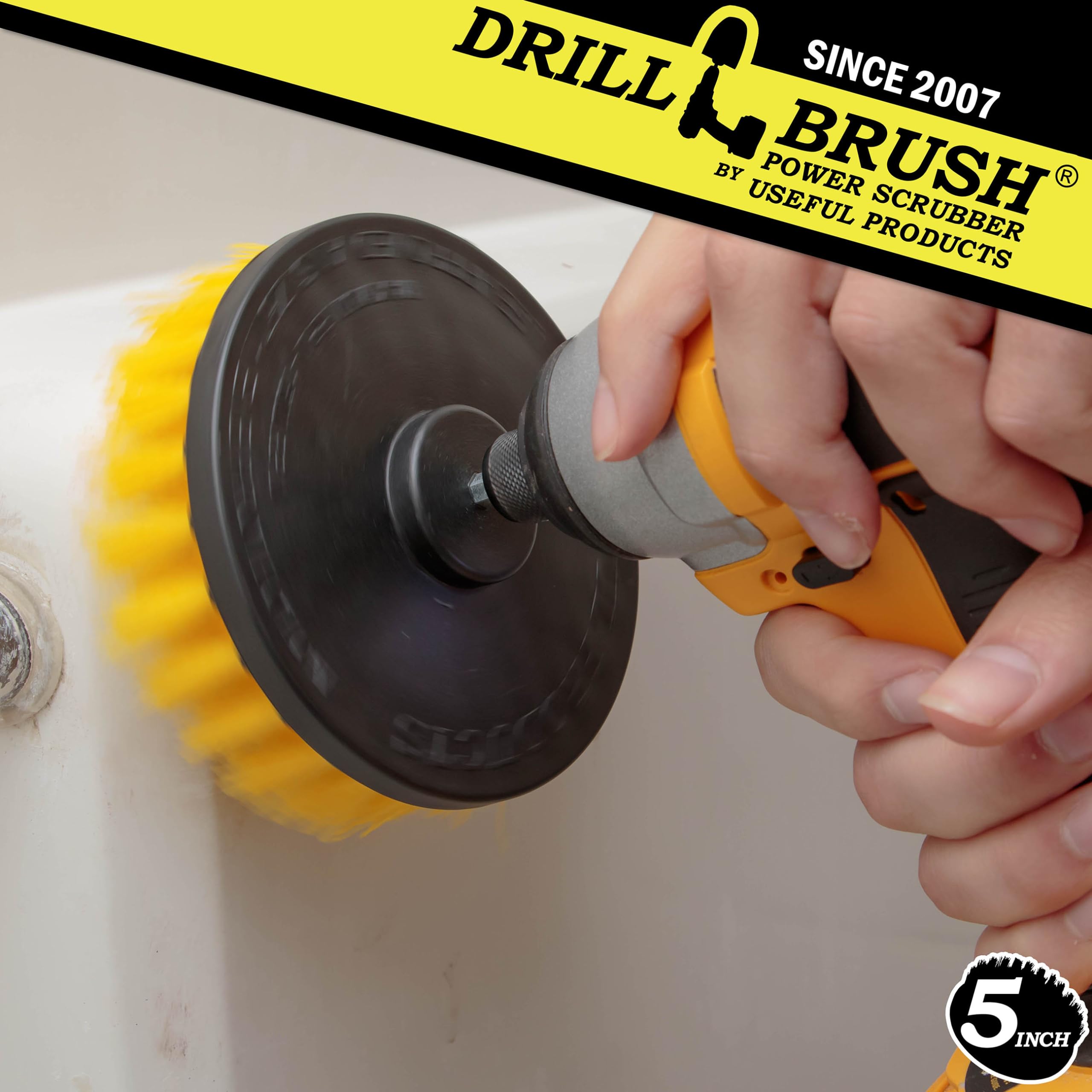 Nylon Bristle Drill Brush Attachment - Bathroom Cleaning Brush - Clean Shower - Bath Tub Cleaner - Tile Power Scrubber - Bathroo