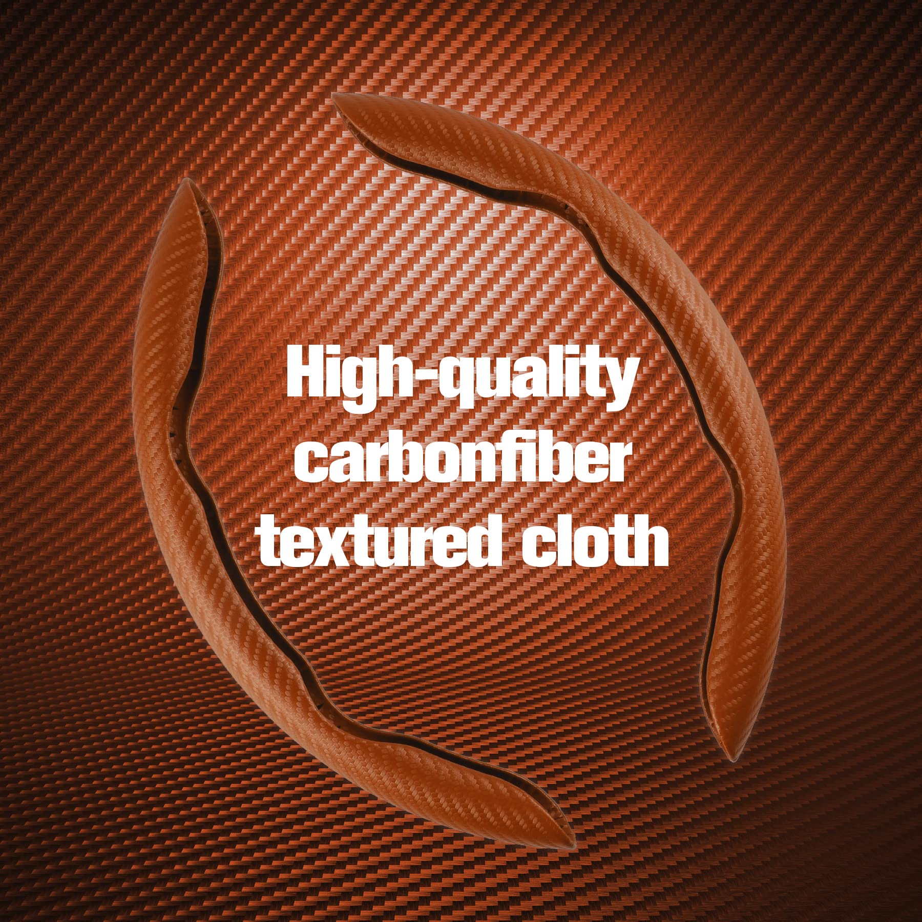 Amiss Car Carbon Fiber Anti-Skid Steering Wheel Cover, Segmented Steering Wheel Protector, Butterfly Steering Wheel Cover, Universal 99% Car Wheel Cover Protector, Car Interior Accessories (Orange)