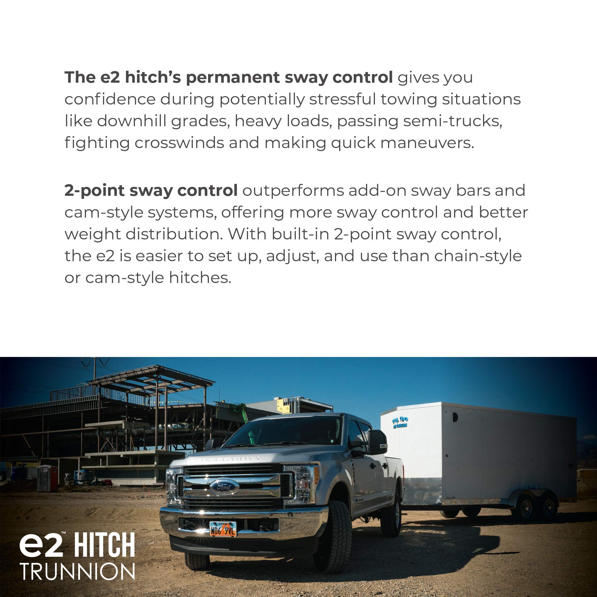 Fastway e2 Sway Control Trunnion Hitch, 6K Capacity, Powder Coated Black, Model 92-00-0600, Includes Standard Hitch Shank
