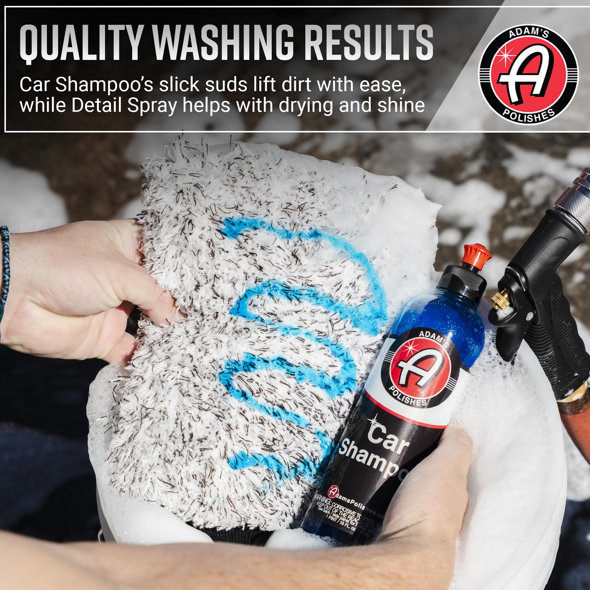 Adam's Polishes Essential Car Wash Kit - 14 Items for Auto Detailing, White, Model ARSKIT, Ideal for Car & Truck Lovers, Dads, and DIYers