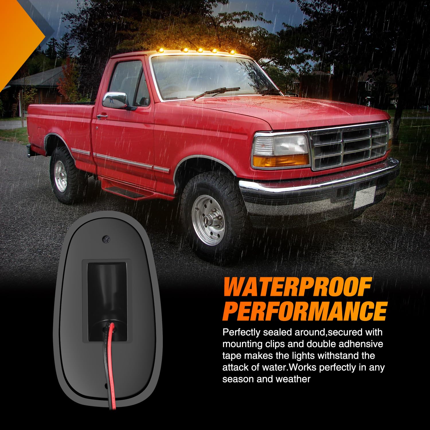 Nilight Led Cab Marker Lights 5 Pcs 16 Led Smoke Lens Amber Clearance Roof Running Light Compatible With1984-1997 Ford F150 F250
