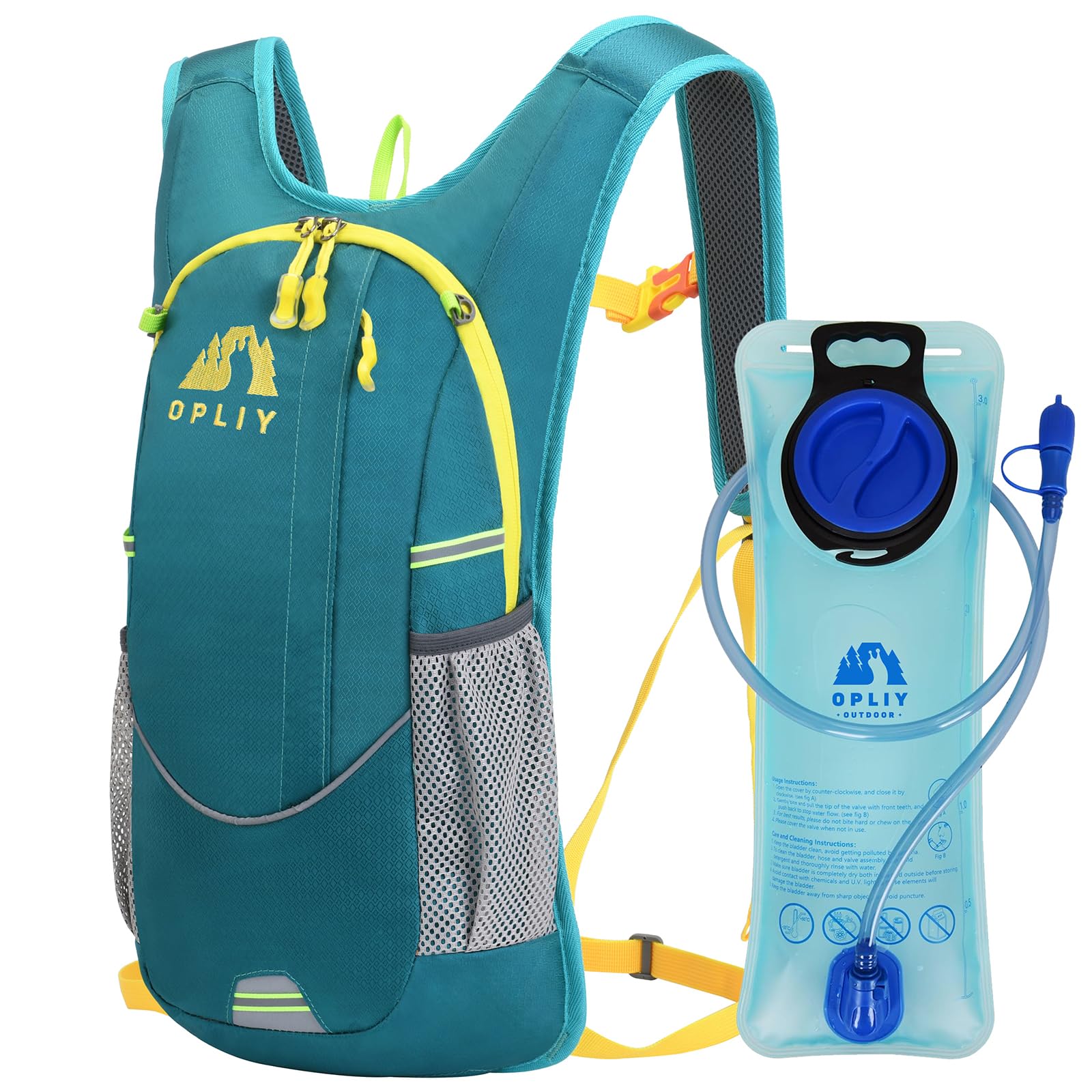 Opliy Hydration Pack - Lightweight 2L Hydration Backpack for Running, Dark Green, Perfect for Men, Women, and Kids