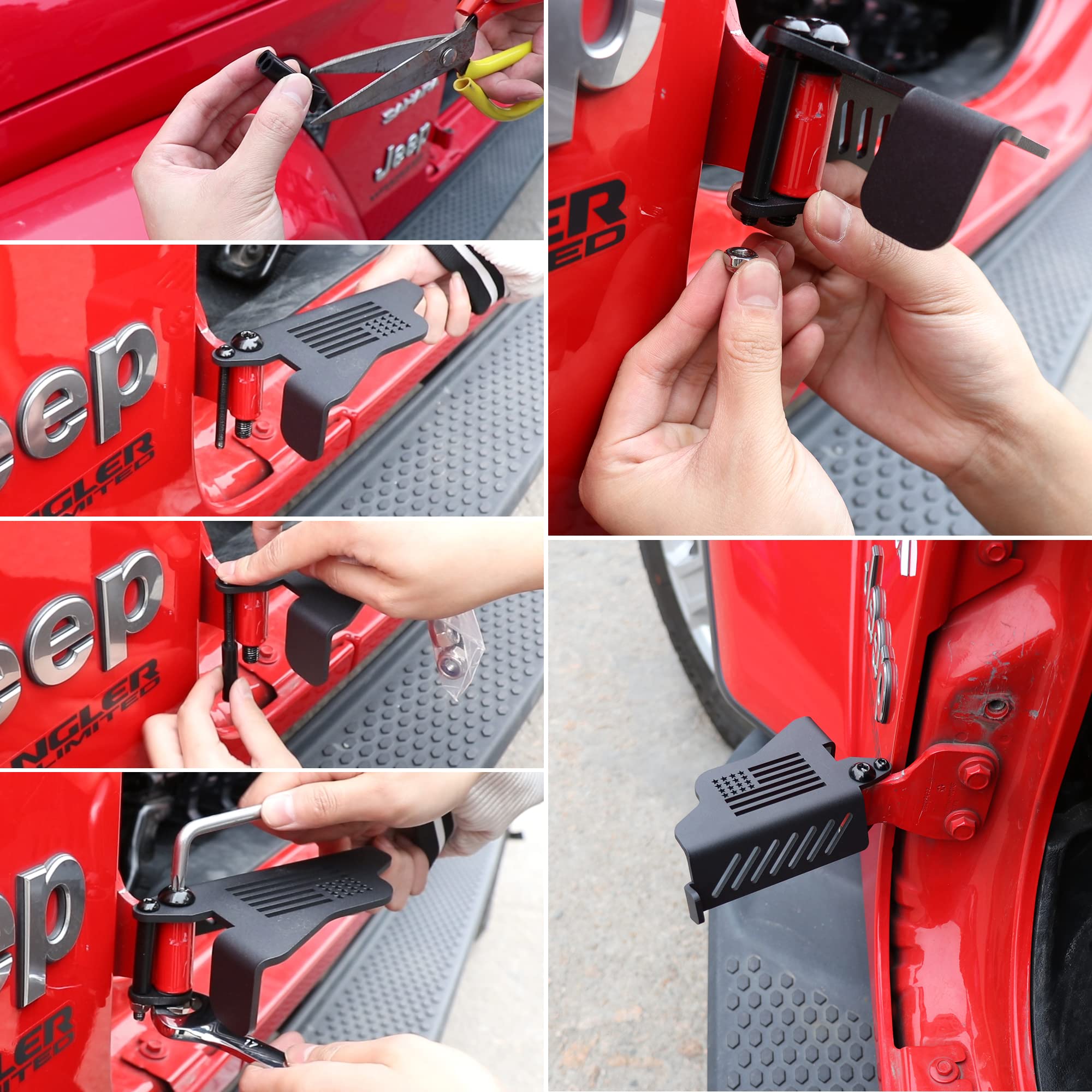 Sukemichi Foot Pegs Doors Off For Jeep Jk Jl Jt, Exterior Foot Rest Pedals Door Hinge Foot Peg For 2007-2025 Jeep Wrangler Jk Jl