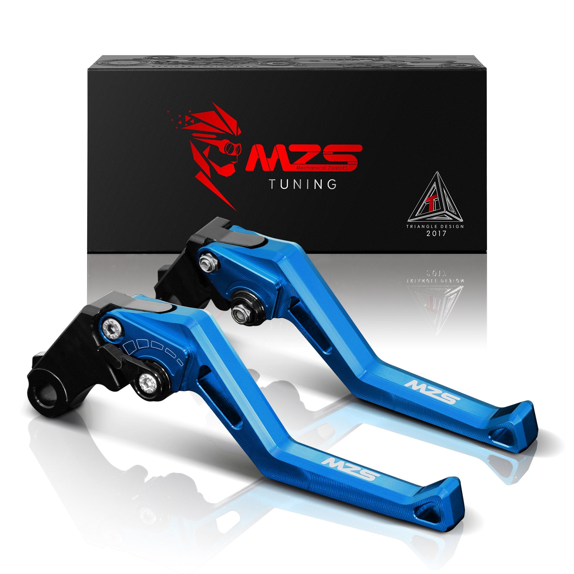 MZS Adjustable Blue Motorcycle Clutch Brake Levers for Vulcan S 650, Z900, Z650, EX650, KLE650, KLZ1000 - Short Design