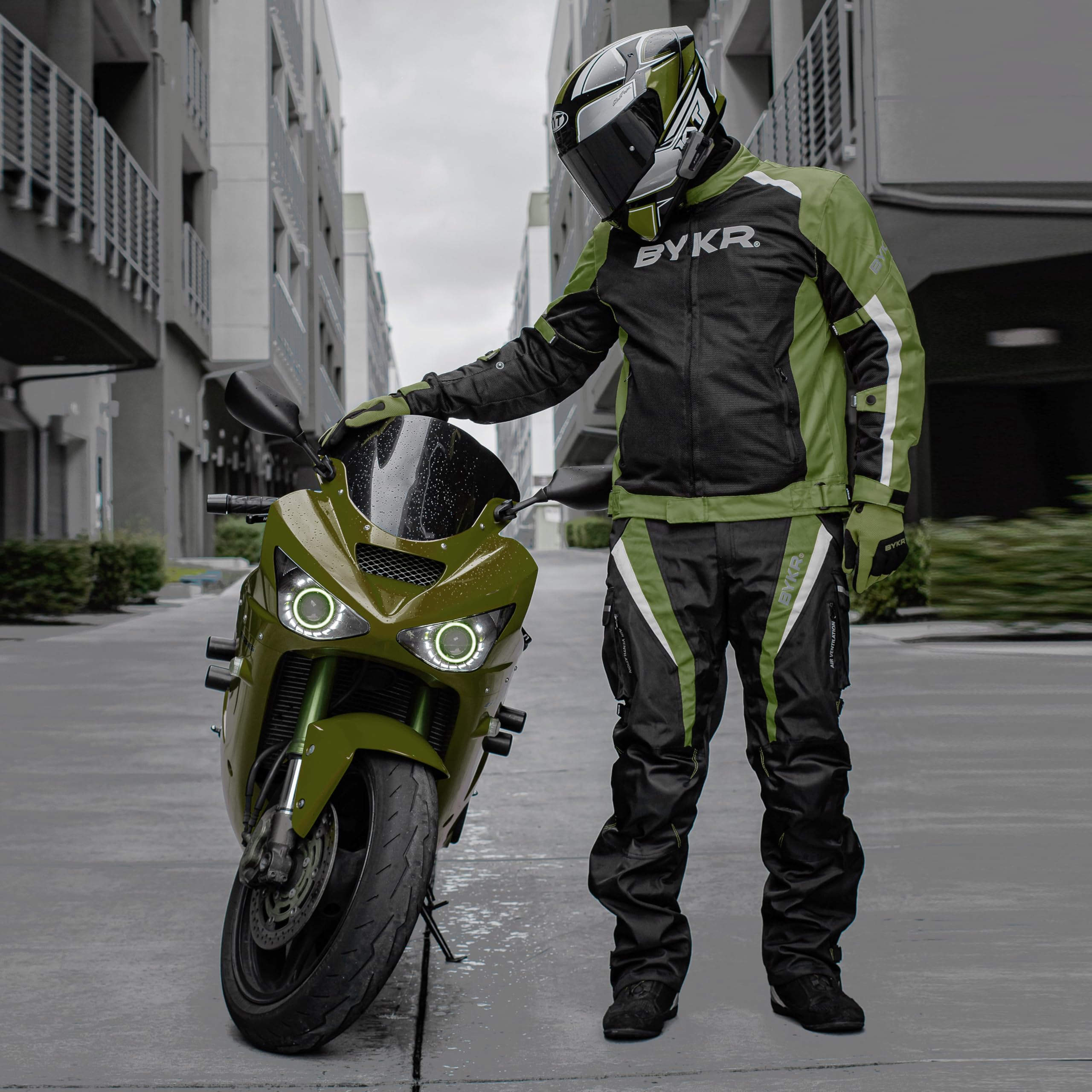 Bykr All-Weather Motorcycle Gloves For Men & Women - Protection For Dirt Bike, Bmx, Mx, And Atv Riding - Mil Green L