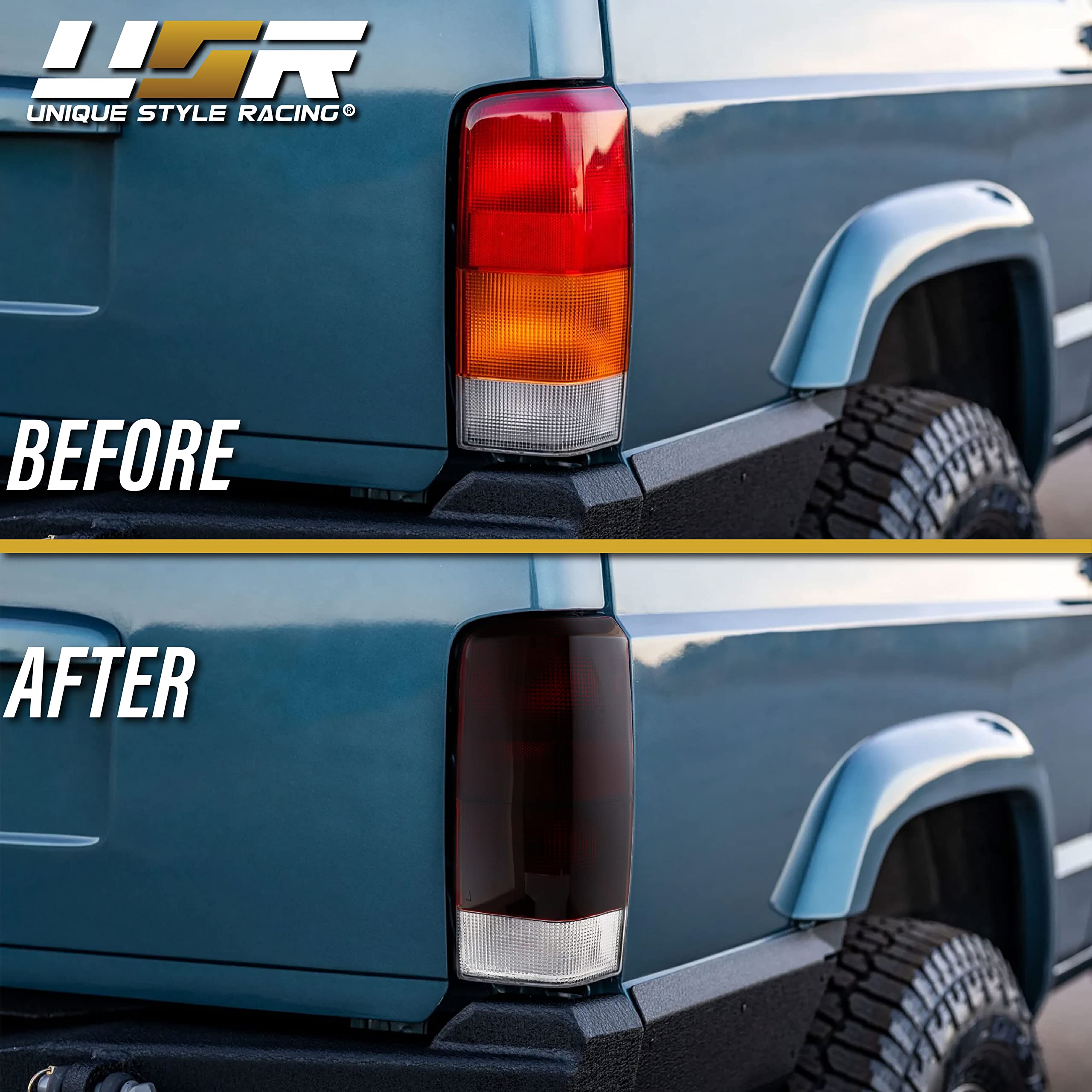 USR UNIQUE STYLE RACING Dark Cherry Smoked Tail Lights for 1997-2001 Jeep Cherokee XJ - Plug and Play, Left + Right, 2 PC Set