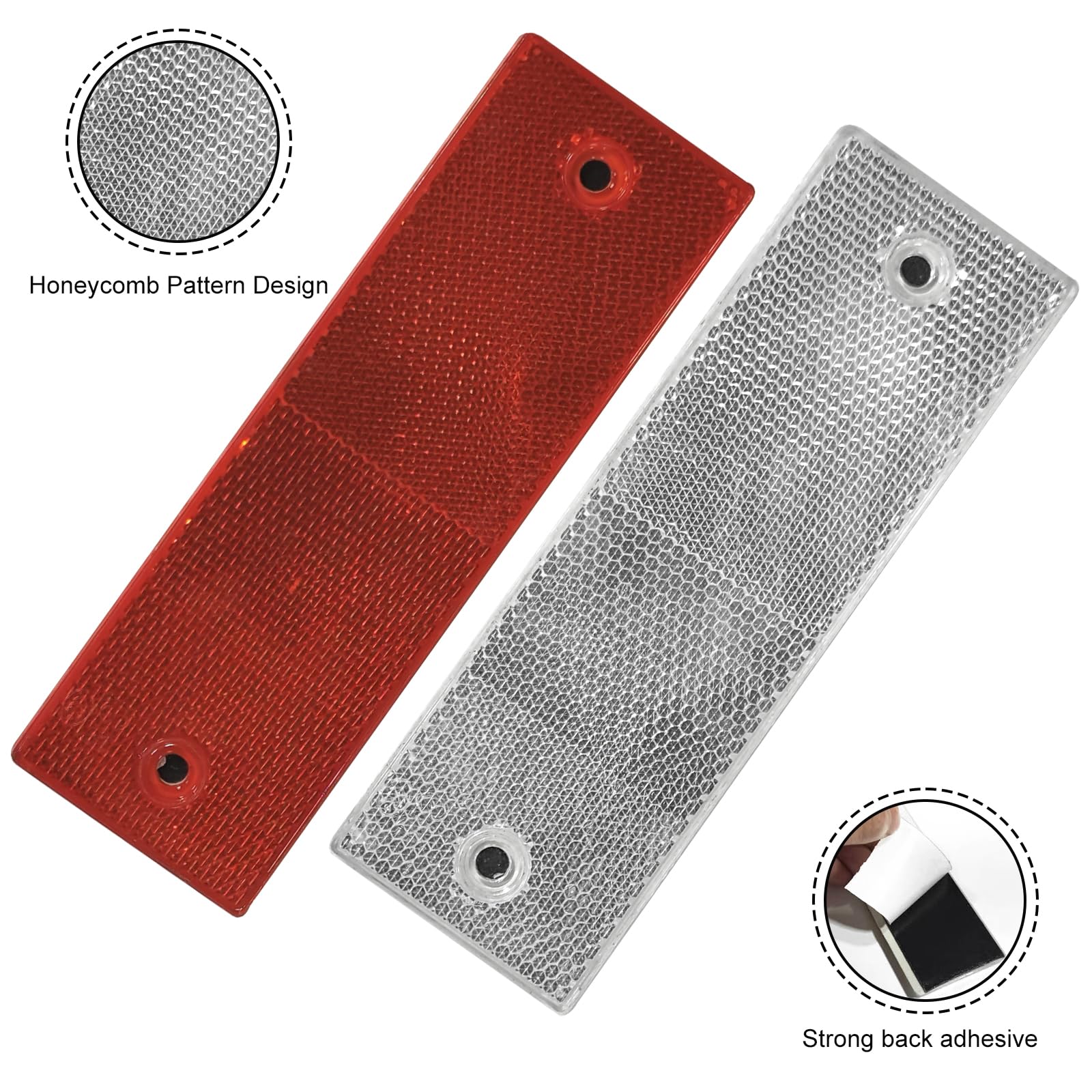 Tutudow Waterproof Self-Adhesive Car Truck Safety Reflective Strips, Hazard Warning Stickers, For Rvs, Cars, Trucks, Road Signs (Red/White) - Pack Of 16