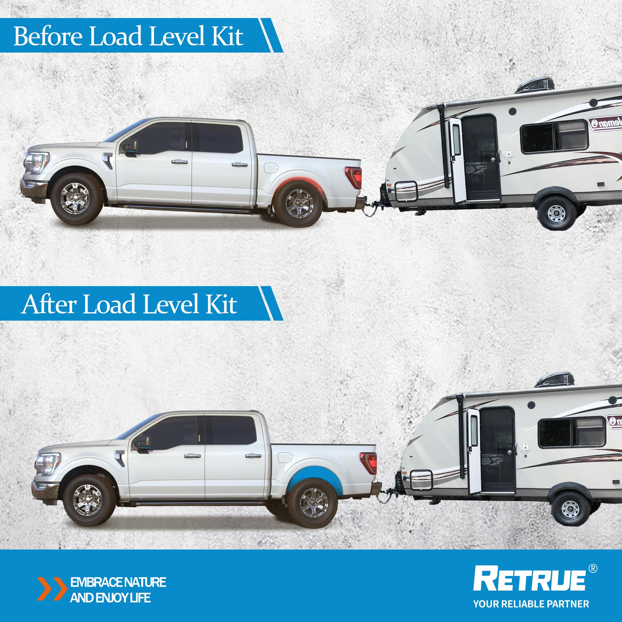 RETRUE Air Bags Suspension Kit for 2015-2025 Ford F150 - 5000 Lbs Load Capacity, Black, RAS2582, Reinforced Rubber, Alloy Steel