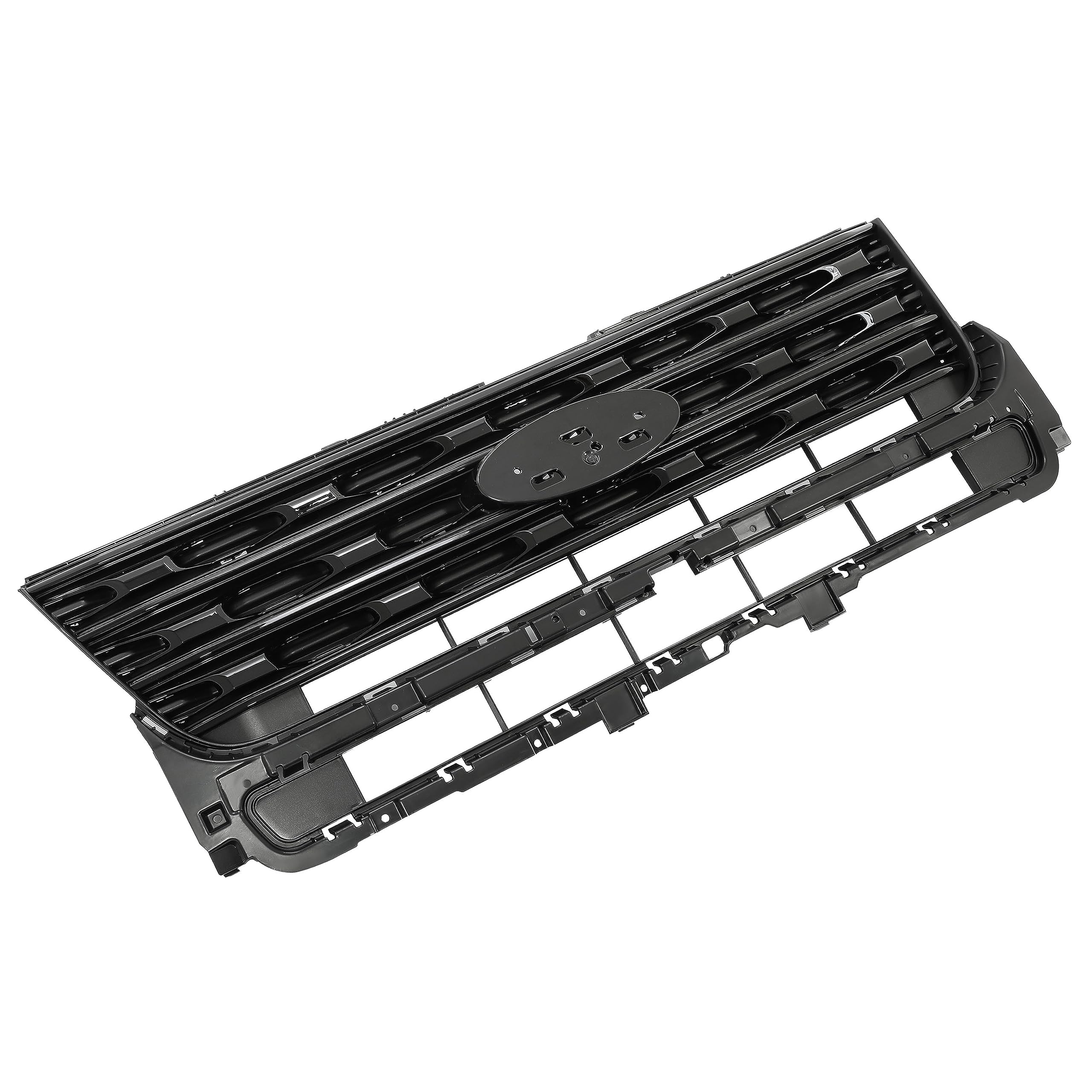 KUAFU Front Bumper Upper Grille for 2016-2017 Ford Explorer, Black Plastic, Model GO-2487, Replacement for FO1200578/FO1200577/FO