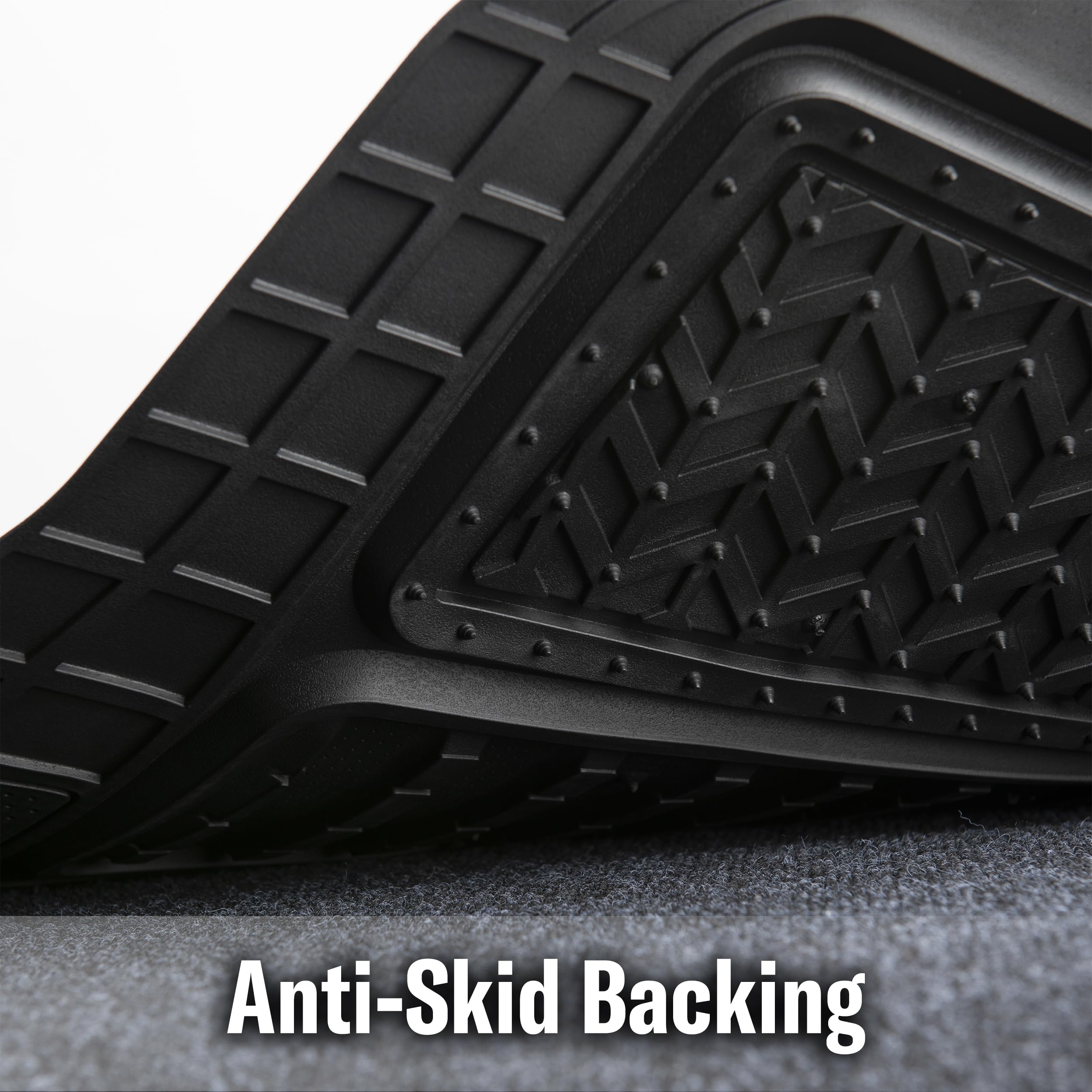 Dickies 2-Piece DuraSport Deep-Tray Floor Mats, Heavy-Duty Floor Mats for Cars, All-Weather Car Mats, Trim-to-Fit Mats for Cars,