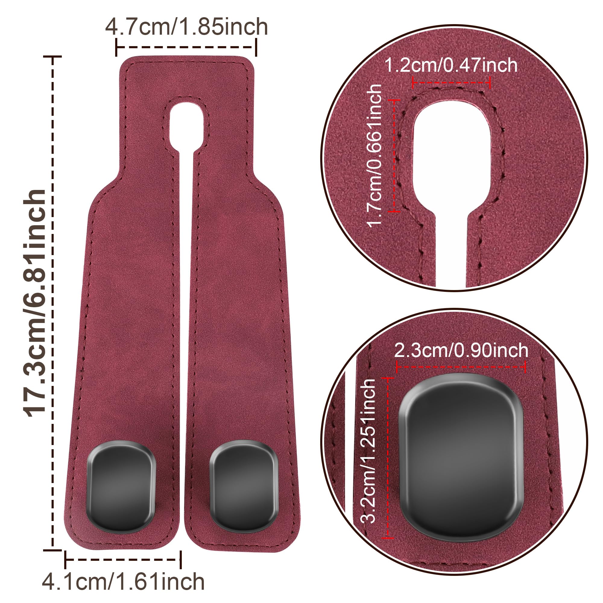 Amelity Headrest Hooks For Car, Car Seat Back Double Hook, Car Headrest Hooks For Purses And Bags, Car Seat Hooks (Red-2 Pack)