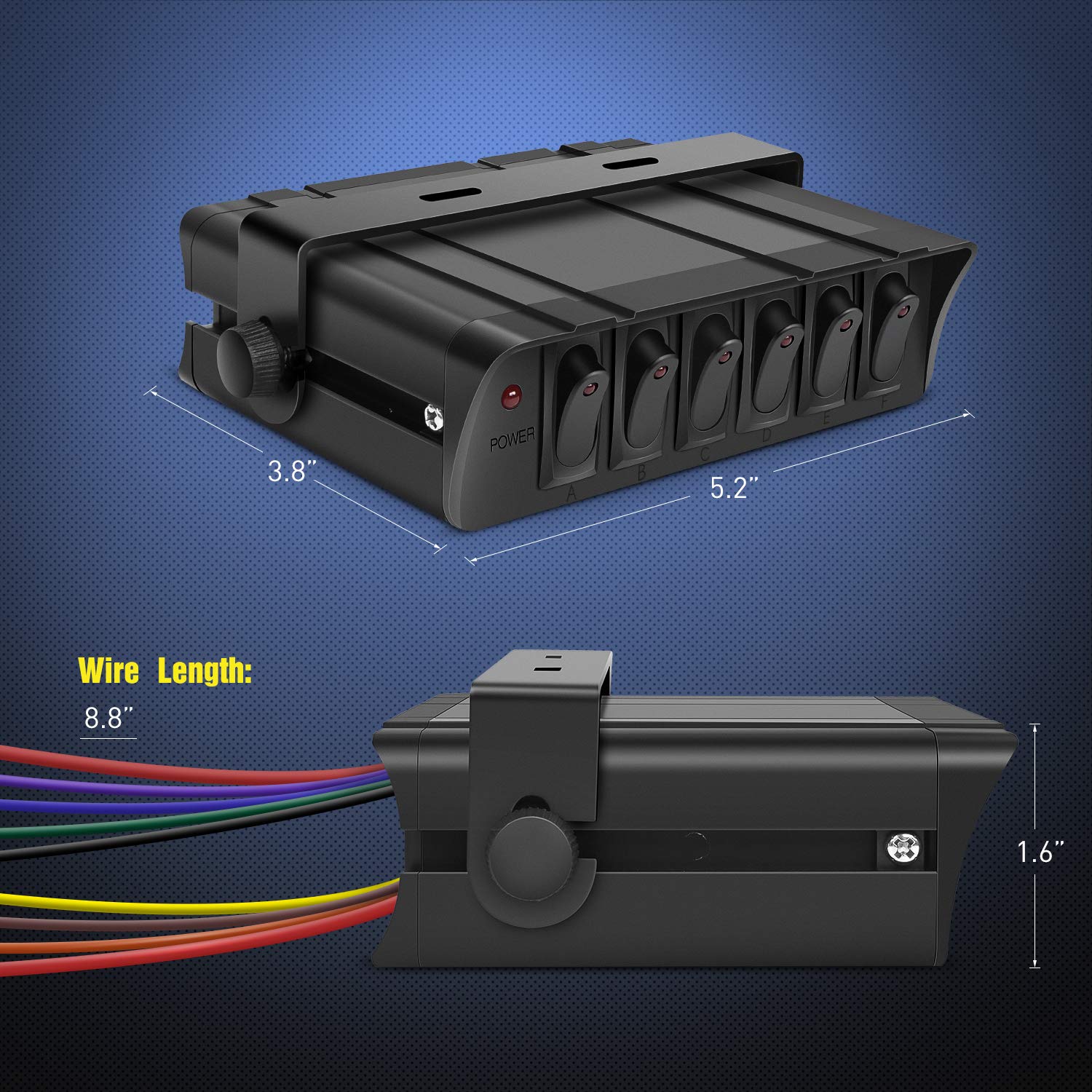 Nilight - 6 Gang Rocker Switch Box SPST Toggle Switch Panel 12V 24V 20A Switch Panel 60Amp Max for Automotive Cars Vehicles Boat
