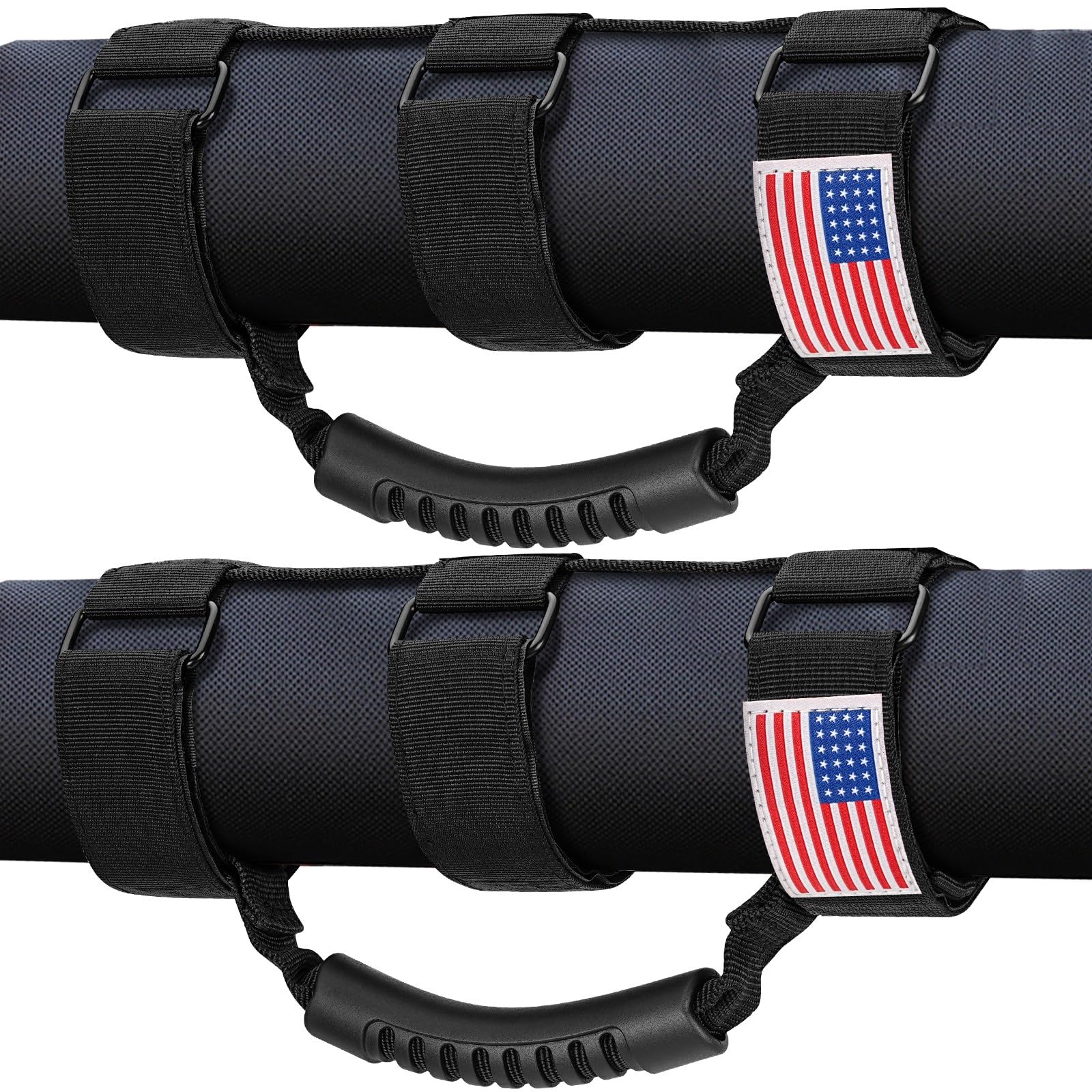 Moveland Roll Bar Grab Handles With Us Flag, 2 X Grip Handles For 1955-2023 Jeep Wrangler Jl, Jk, Tj, Yj & Jeep Gladiator Access