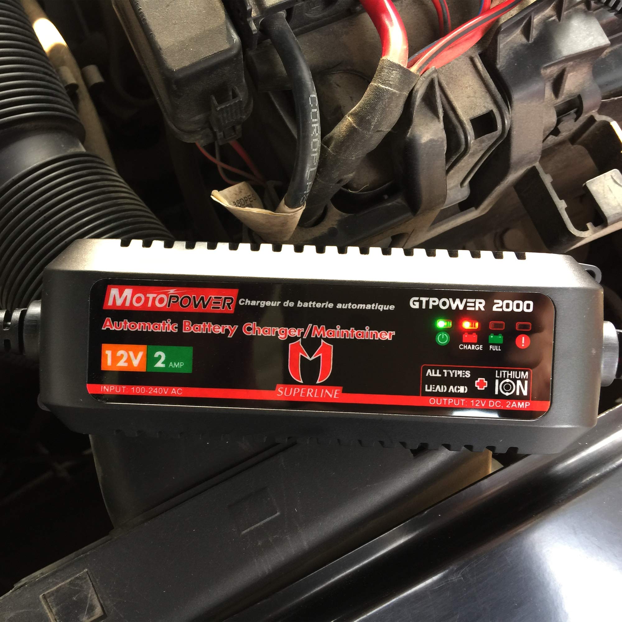 Motopower Mp00207A 12V 2Amp Automatic Battery Charger For Lithium Ion Batteries