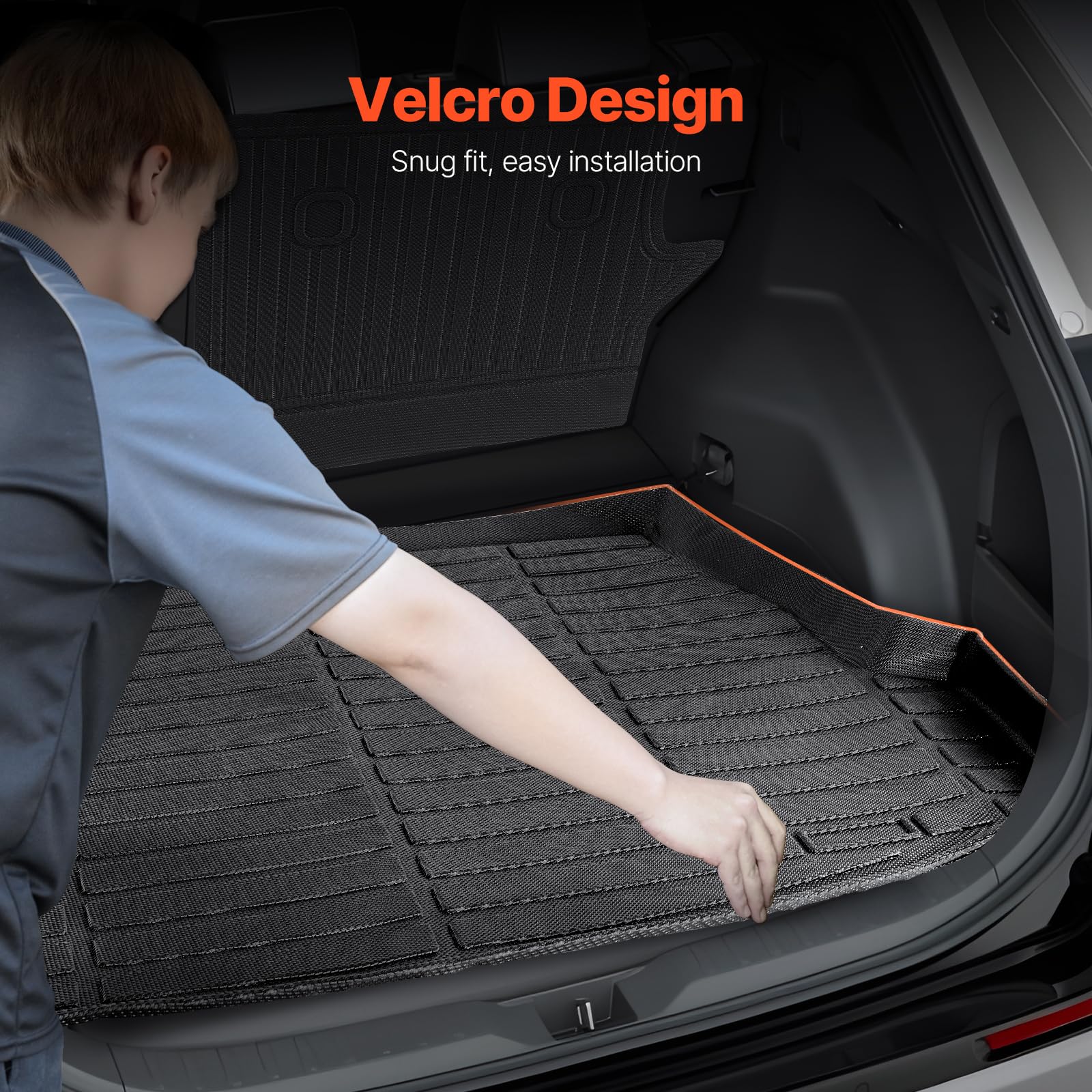 VEVOR Cargo Mats Compatible with Toyota RAV4 2019-2024, Custom Fit TPE Cargo Liner Set for SUVs, Trunk and Rear Back Seat Protec