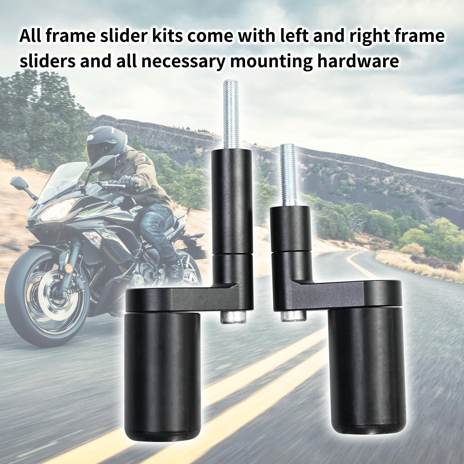 Vanshly NO CUT Black Frame Sliders Fits Kawasaki Ninja 400 Z400 Z 400 2018 2019 2020 2021 2022 2023 ABS & NON ABS Models 750-415