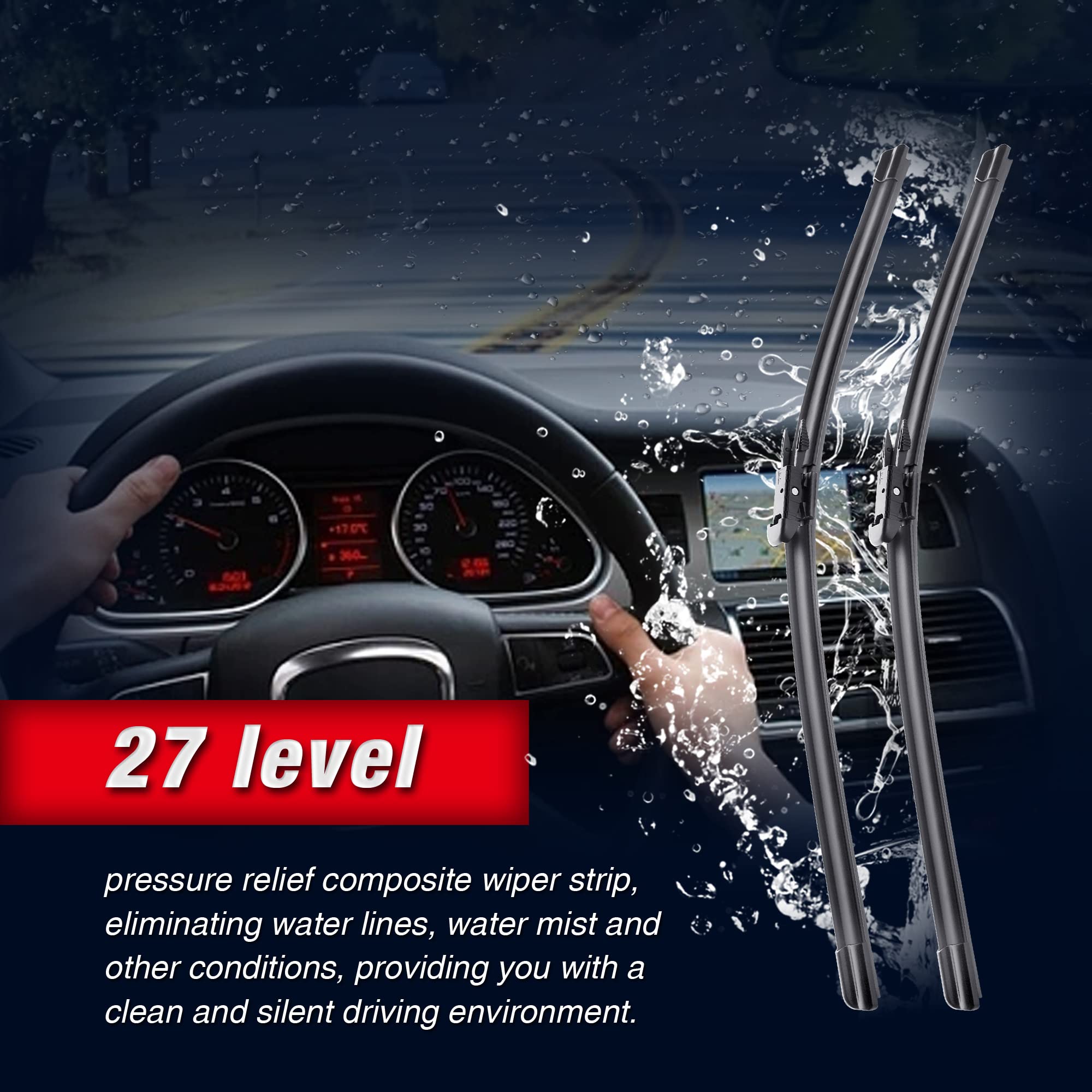 26'' 26''Automotive Replacement Front Windshield Wiper Blades For Ford Fusion 2020 2019 2018 2017 2016 2015 2014 2013 Pinch Tab