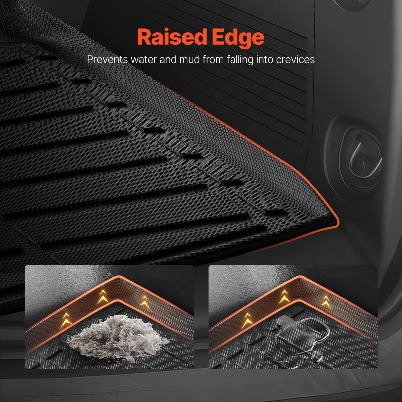 VEVOR Cargo Mats Compatible Tahoe & GMC Yukon 2021-2024, Custom Fit TPE Cargo Liner Set for SUVs, Trunk and Rear Back Seat Prote