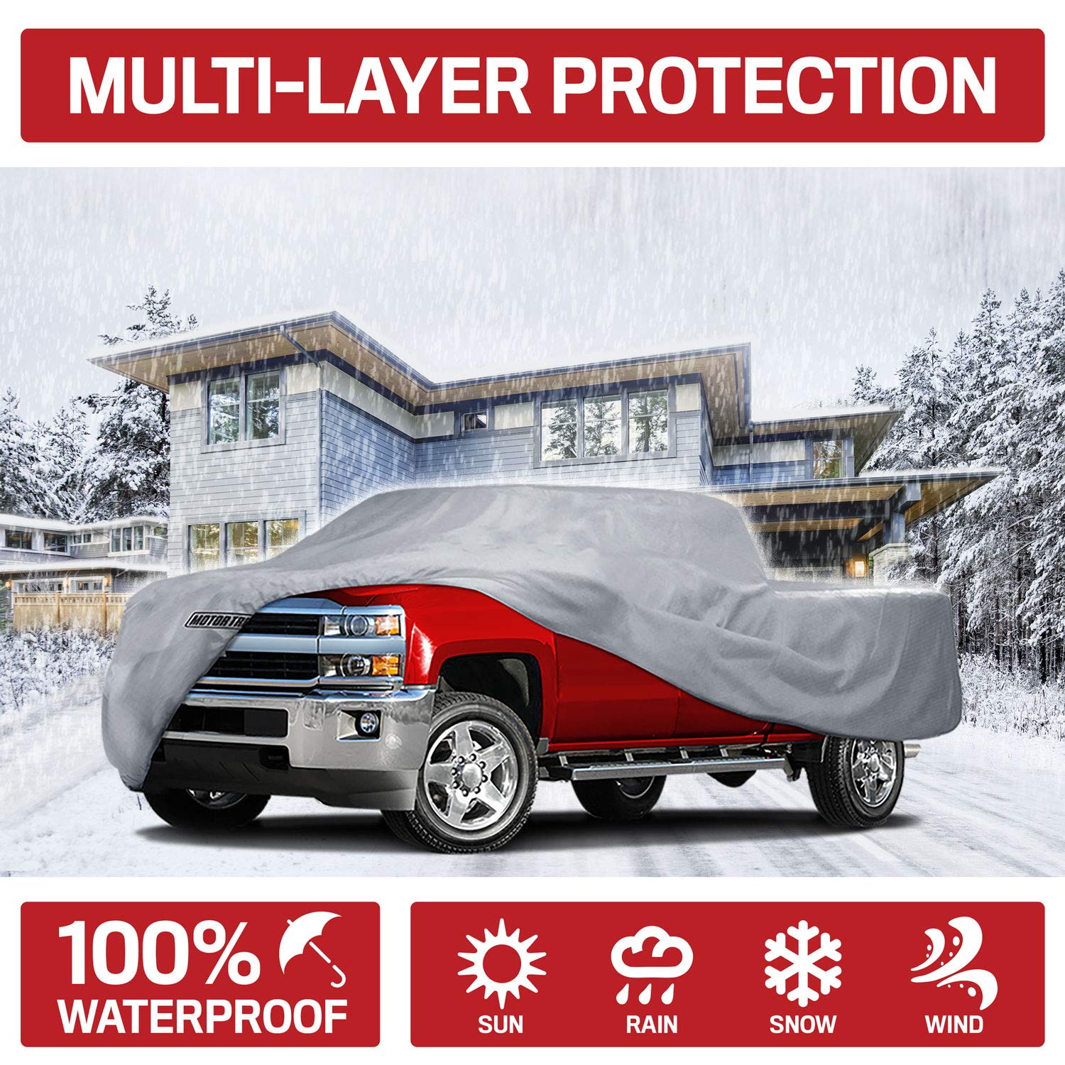 Truck Car Cover For Automobiles - Heavy Duty Waterproof All Weather Multi-Layer Outdoor Indoor Protection Uv Sun Rain Snow Dust