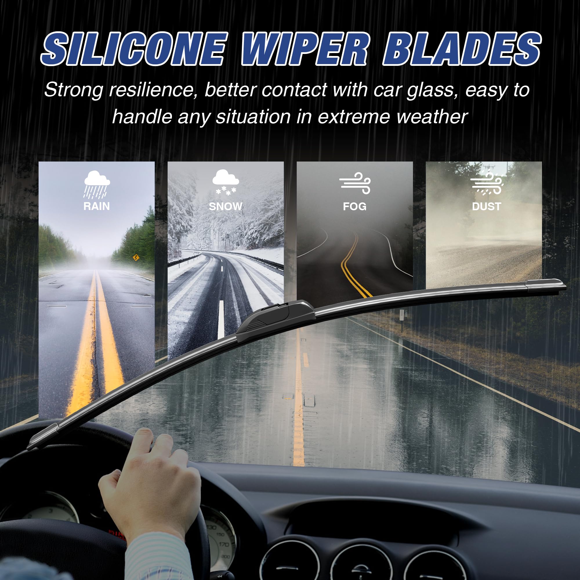 Silicone Wiper Blades 26 And 19 Replacement For Honda Accord 2017-2008 Toyota Prius 15-10 Sienna 2009-2004 Subaru Outback/Legacy