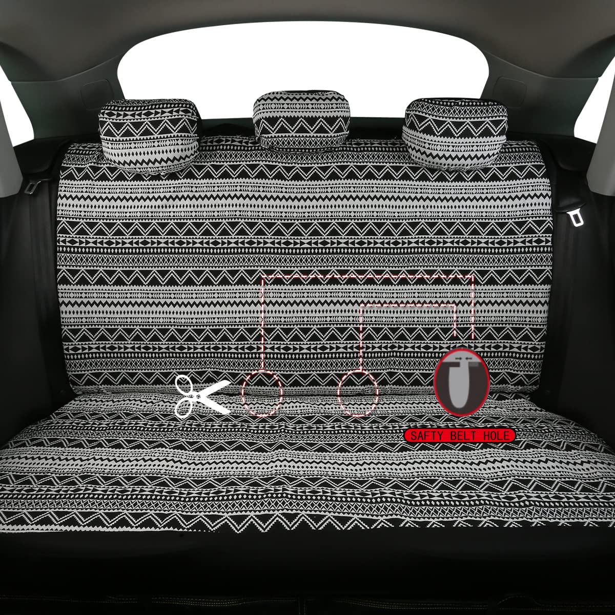 Ponyjoyup Baja Saddle Blanket Car Seat Covers 9Pcs Full Set, Breathable And Washable Striped Woven Automotive Vehicle Seat Cover