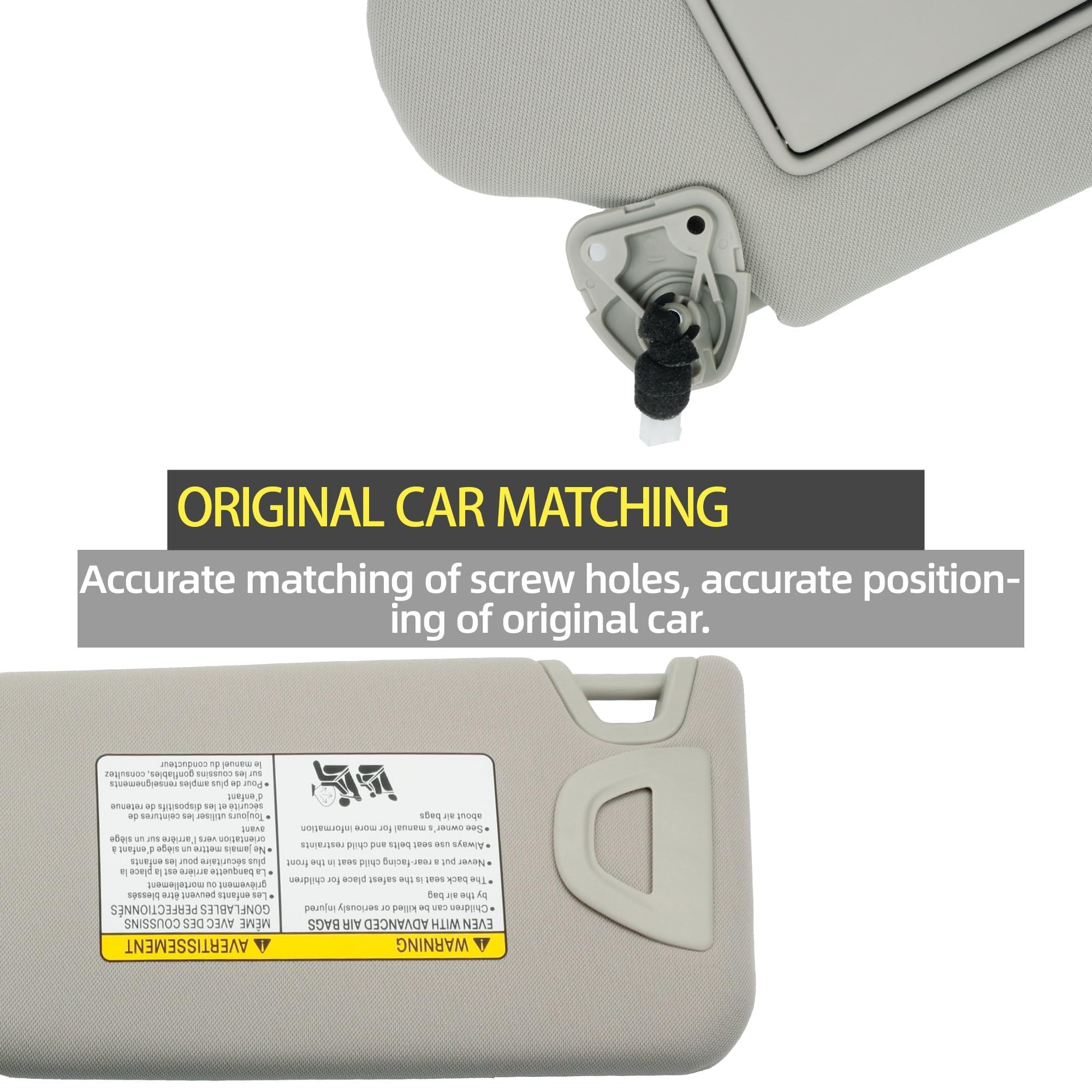 Dasbecan Gray Right Passenger Side Sun Visor Compatible With Nissan Altima 2013-2018 With Mirror And Vanity Light Without Sunroo