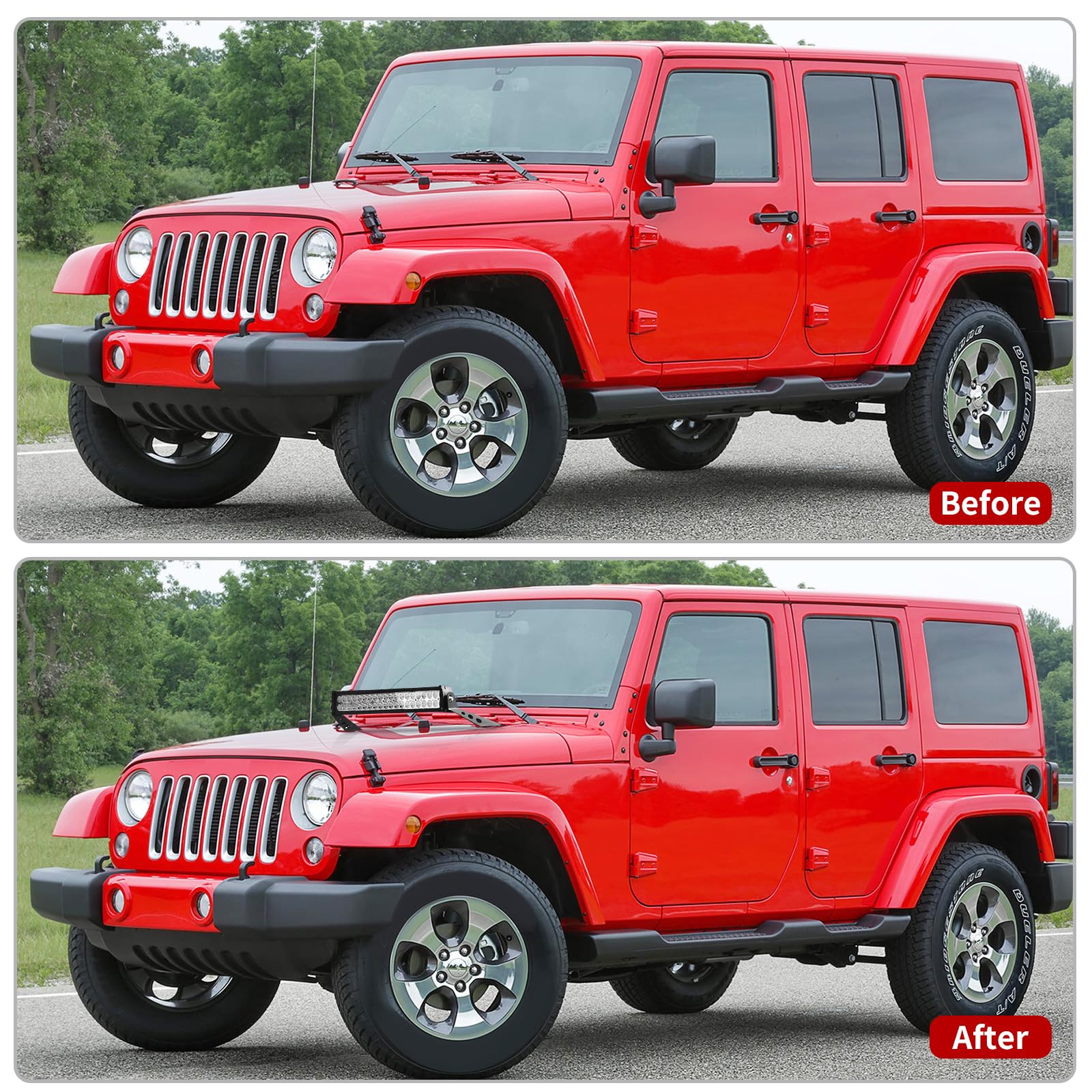 YITAMOTOR Hood Mounting Brackets for 22" LED Light Bar - Black Aluminum Compatible with 2007-2018 Jeep Wrangler JK 2/4 Doors