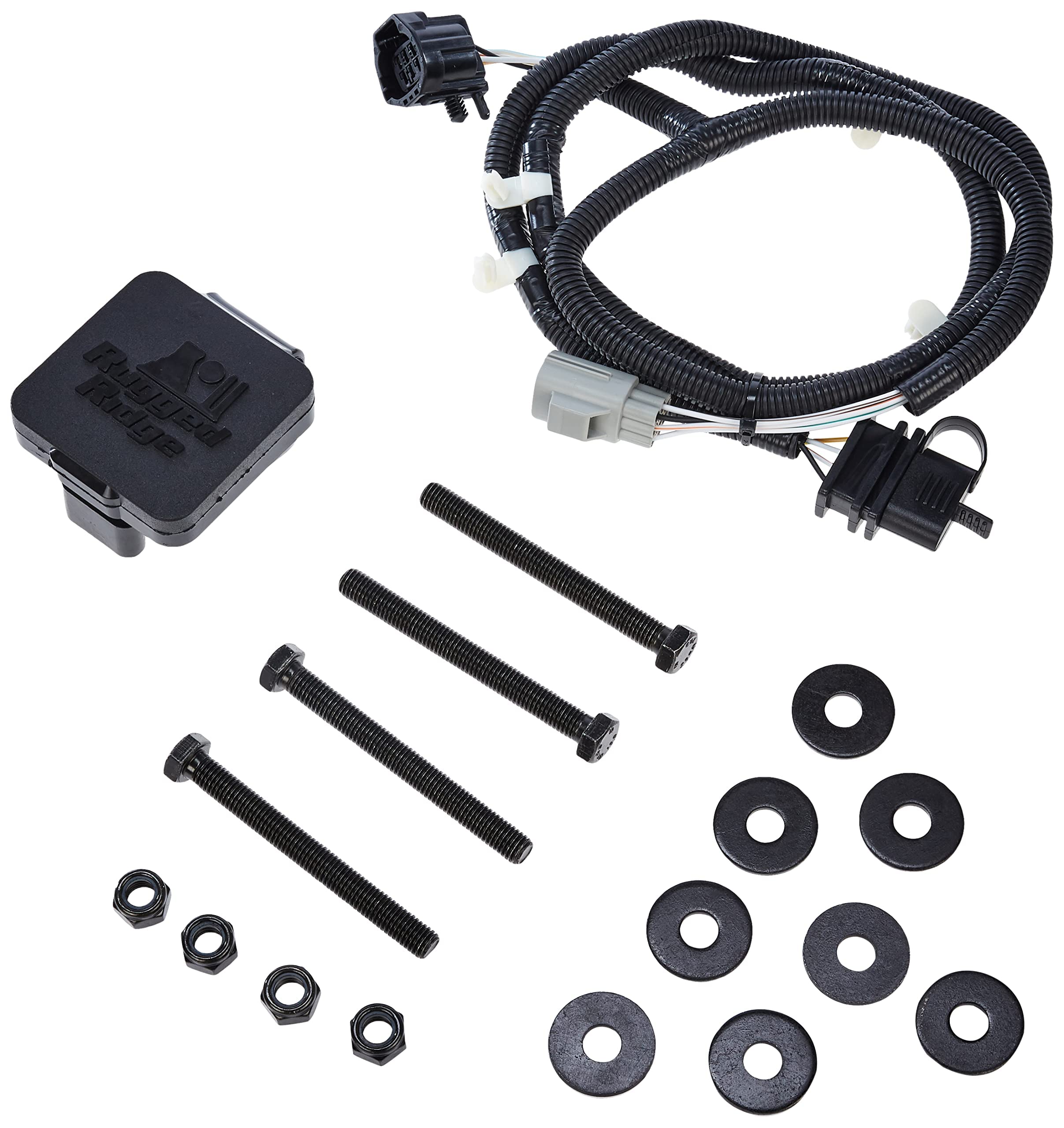 Rugged Ridge 11580.60 Trailer Hitch Kit, Wire Harness, Rugged Ridge Logo; 07-18 Wrangler
