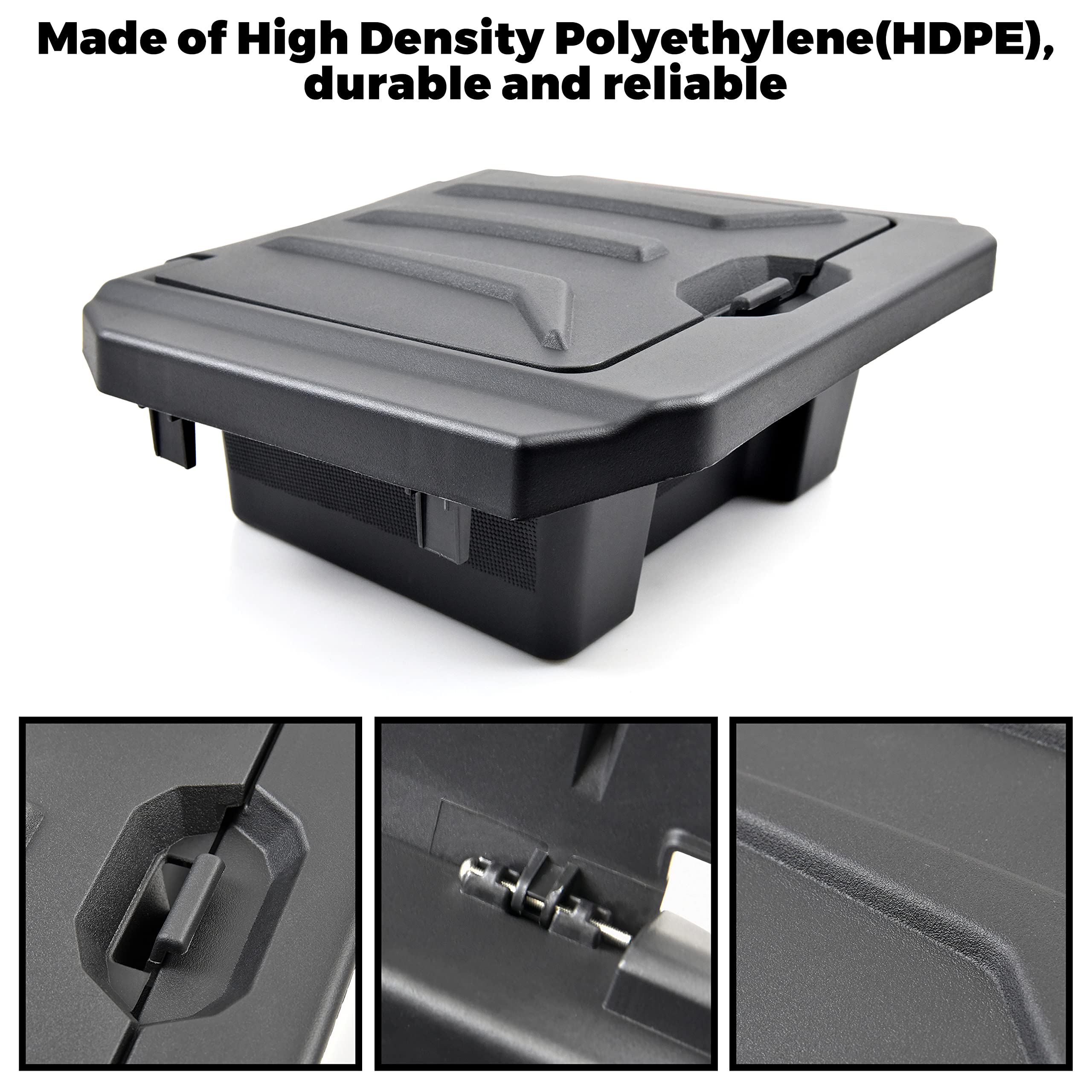 SAUTVS Center Console Storage Box for Polaris RZR PRO XP/ R/Turbo R, Black, High Density Polyethylene, One Size, Model ZP-YJ-030508-015