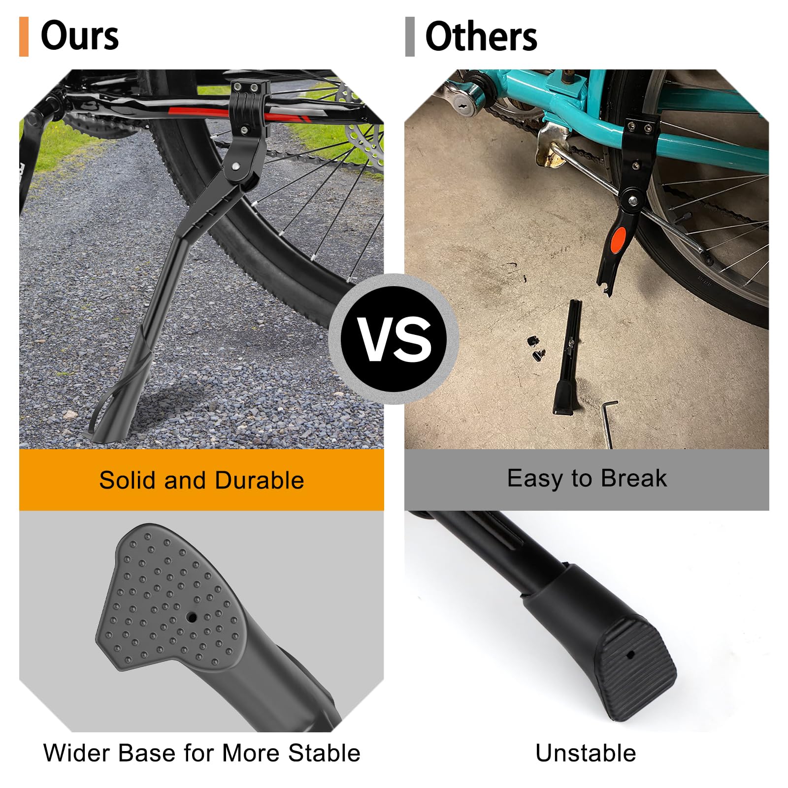 Cyfie Bike Kickstand, Universal Rear Side Bicycle Kickstands For 24 26 27 29 Inch (Black For 24-29 Inch Bike Wheel)