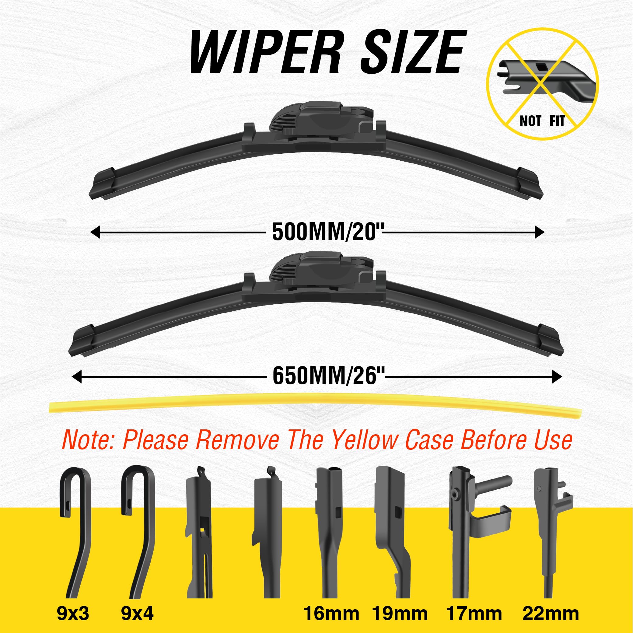 5 Plus 26 And 20 Inch Wiper Blade Set(Set Of 2), Automotive Replacement Windshield Wiper Blades - Oem Quality Premium All-Season