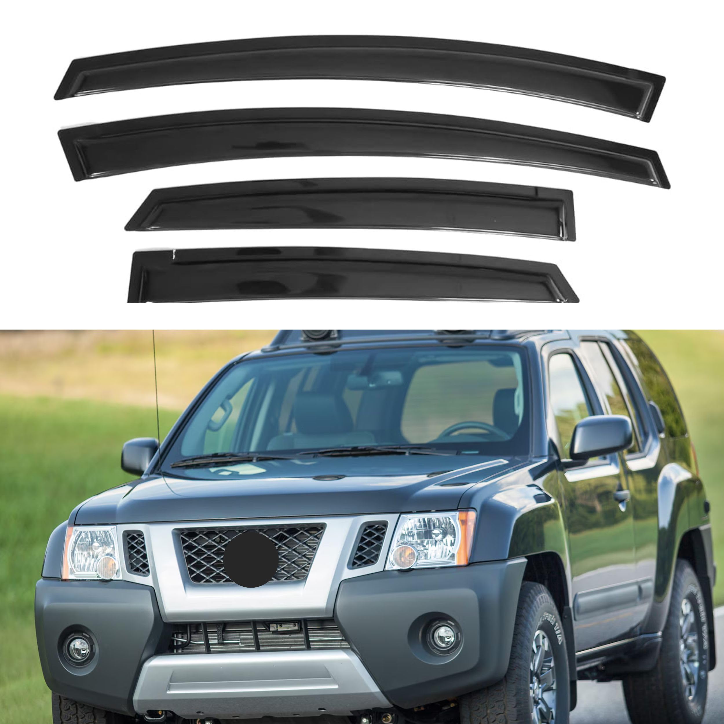 Ig Window Visor For Nissan Xterra 2005-2016, Rain Guard Tape-On Extra Durable Wind Side Vent Window Deflector, 2005 2006 2007 20