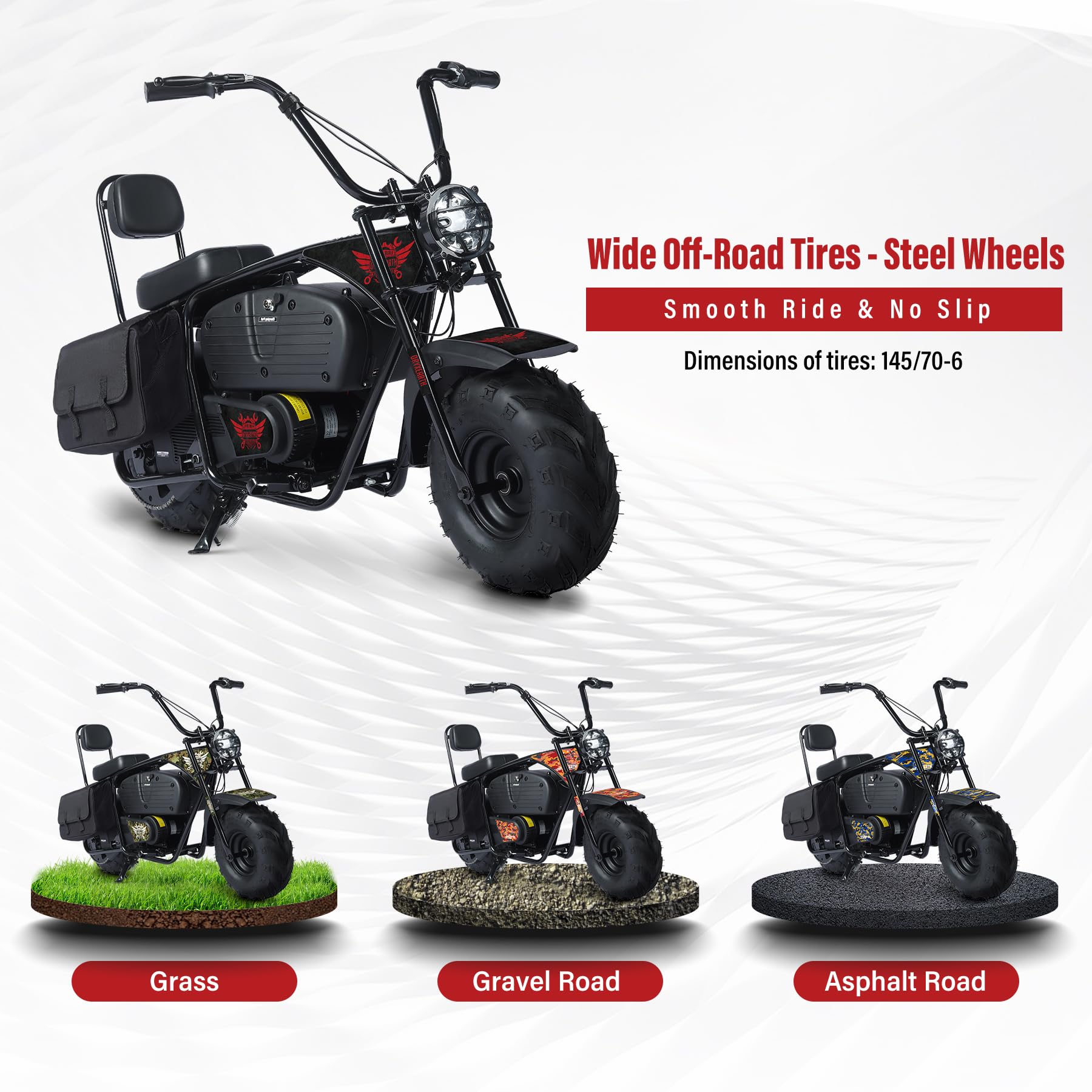 Oryxearth Electric Mini Dirt Bike, 1000W Motor, 36V Battery, 15.5MPH/22MPH, Red, Large, 60 Min Endurance,