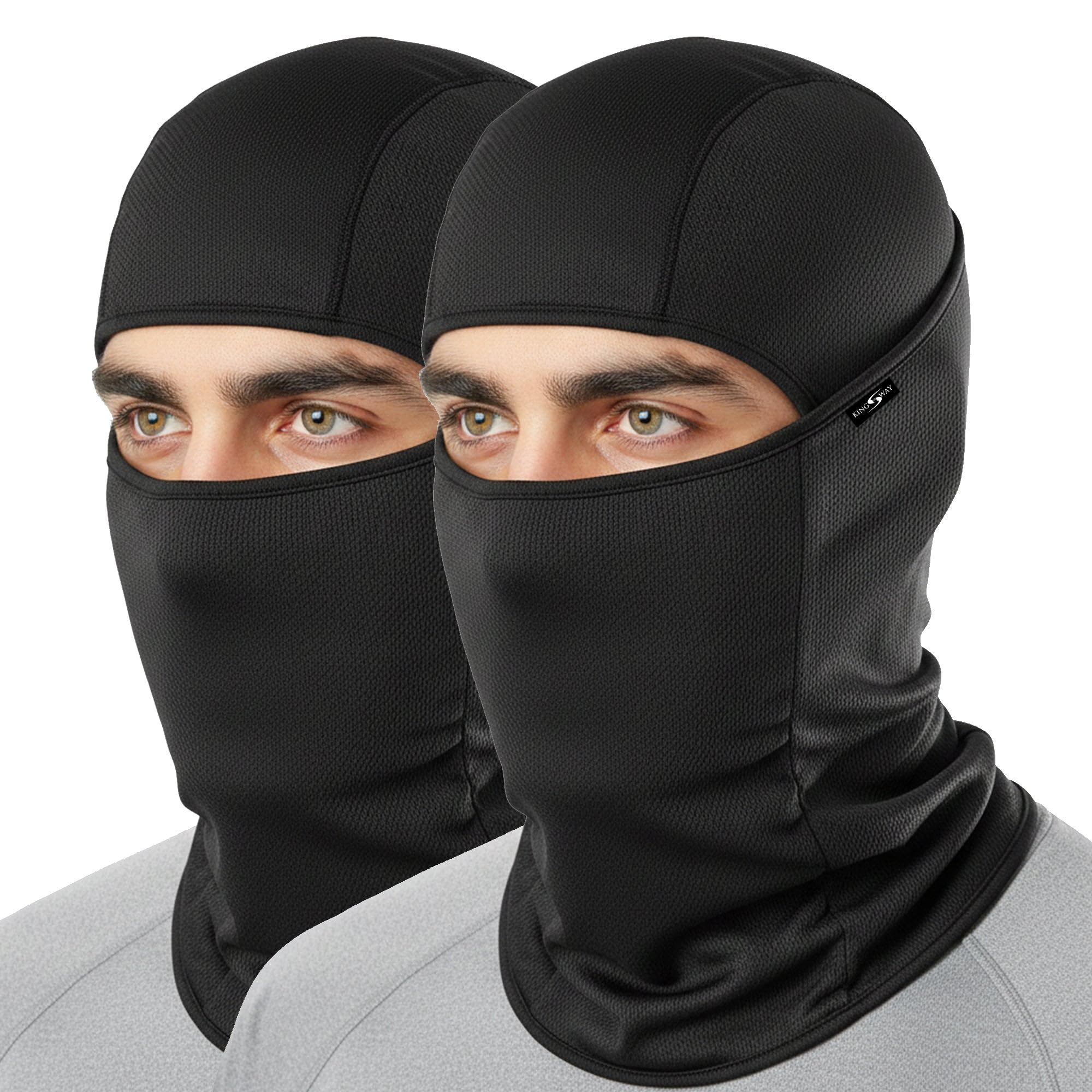 Kingsway Balaclava Face Mask For Bikers Pack Of 2 In Black, Cool Pass Honey Comb Pattern, Full Face Helmet Liner Uv Sun Dust Hai