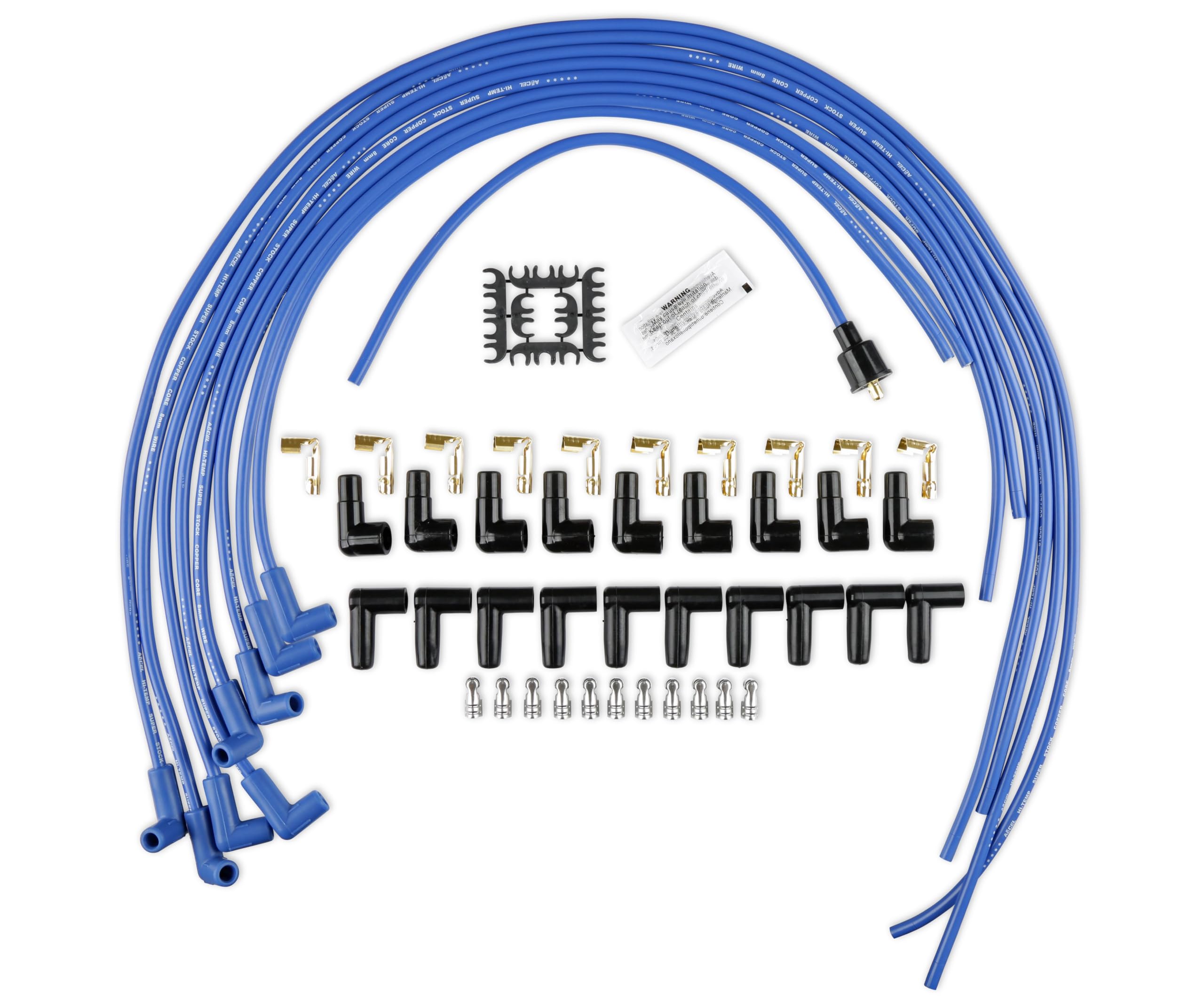 Accel 4039B Spark Plug Wire Set - Super Stock Copper Core 8Mm - 90 Deg. Boots - Blue