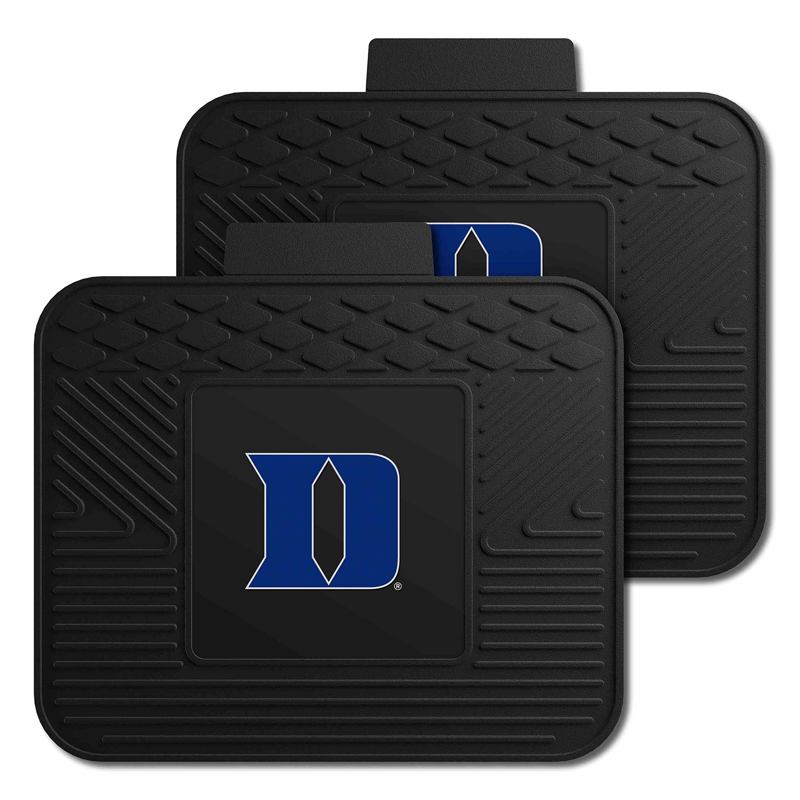 FANMATS Duke University Car Mats Set of 4 - All Weather Rubber, 29”x17” Front, 14”x17” Rear, Deep Reservoir Design