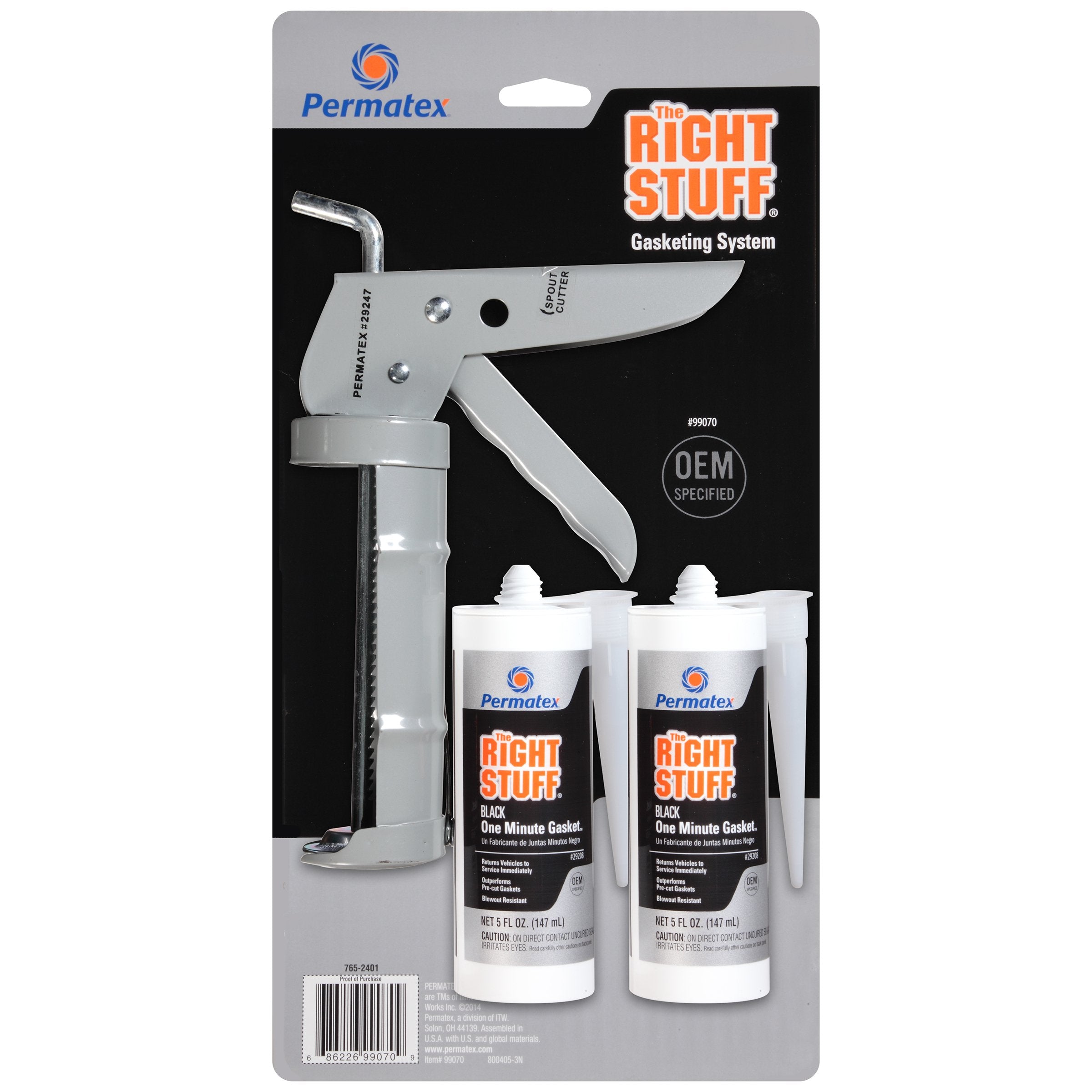 Permatex 99070 The Right Stuff Gasket Maker, 5 Oz. - 2 Pack With Caulking Gun