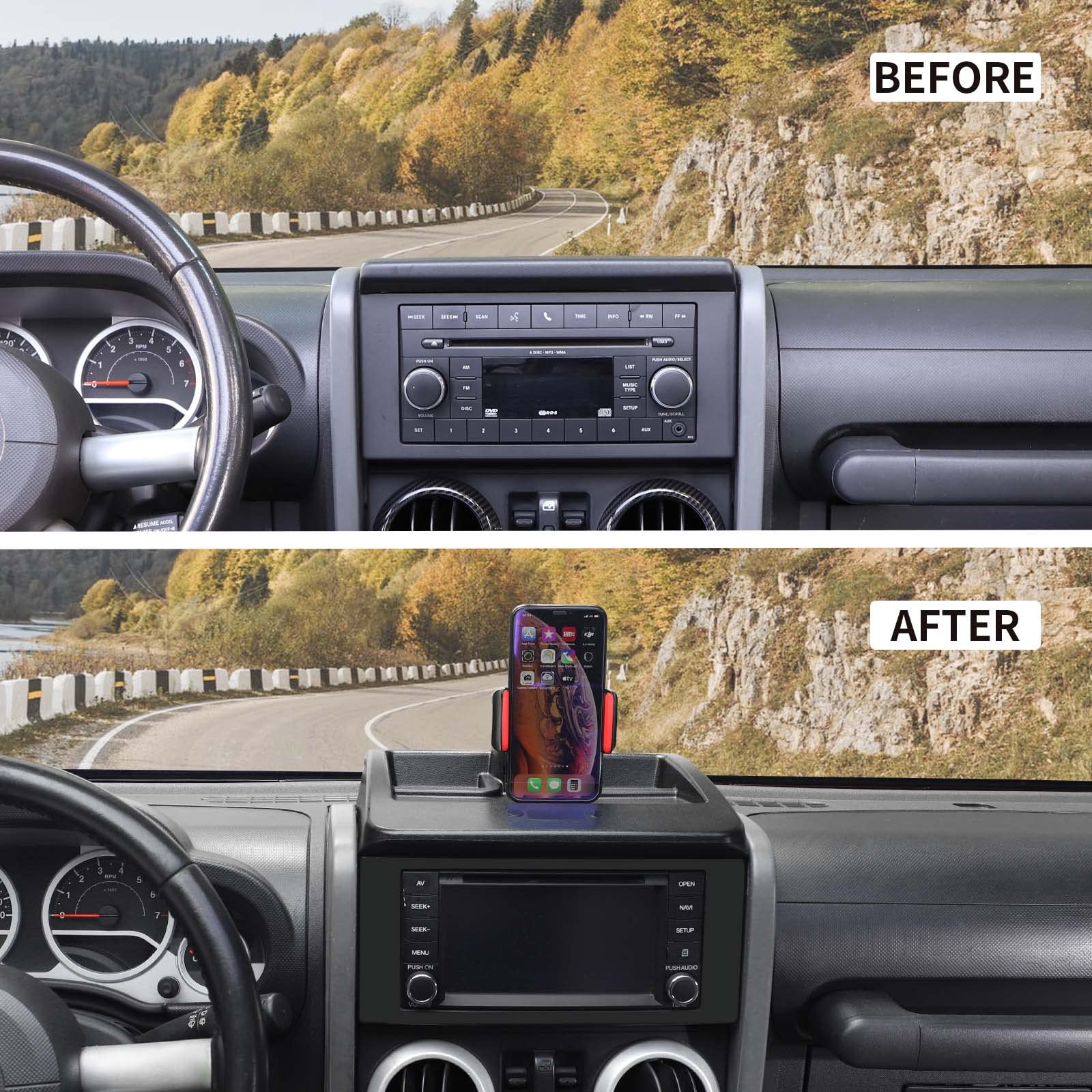 Voodonala for Jeep JK Phone Holder with Storage Cell Phone Dash Multi-Mount for 2007-2011 Jeep Wrangler JK JKU, Black