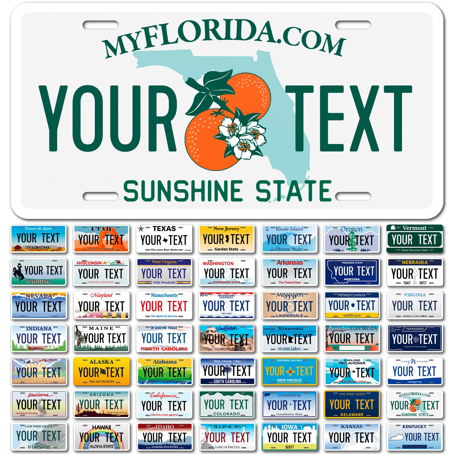 Sigo Signs Custom Florida License Plate, Personalized 6x12" Rust-Free Aluminum, Fade Resistant