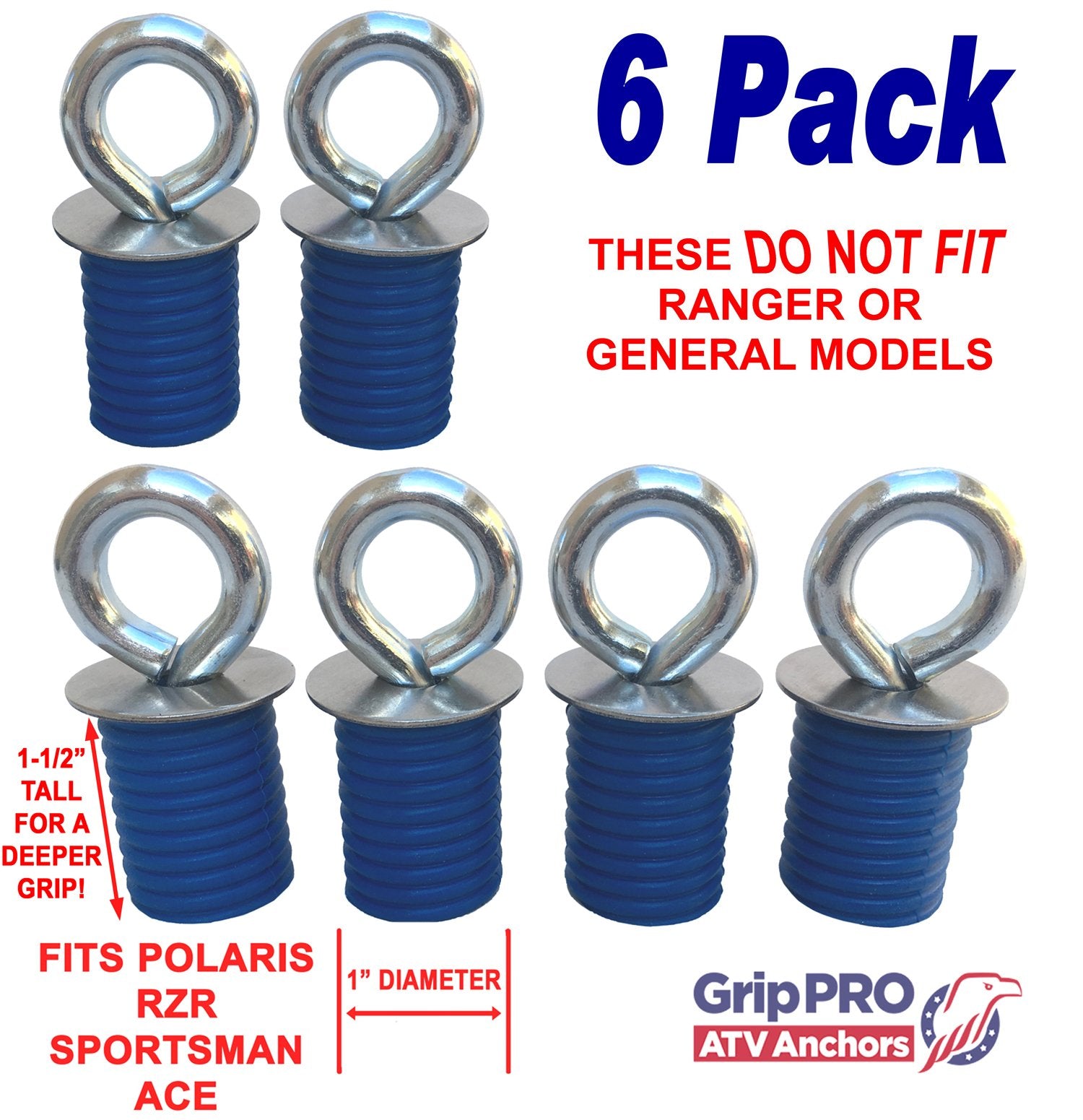 Grippro Atv Anchors To Fit Polaris Lock & Ride Atv Tie Down Anchors Fits Rzr, Sportsman And Ace - Set Of 6 Anchors - These Do No