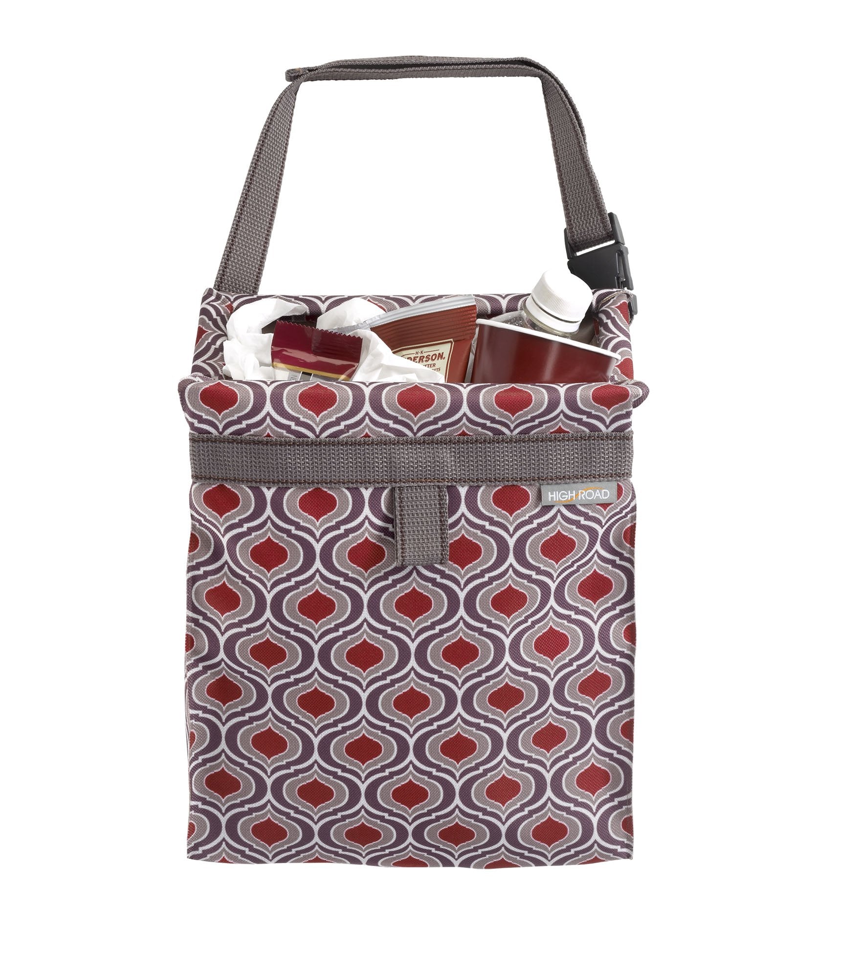 High Road TrashStash 3 Gallon Hanging Car Trash Can - Waterproof Polyester, Push-Close Cover, Sahara Color