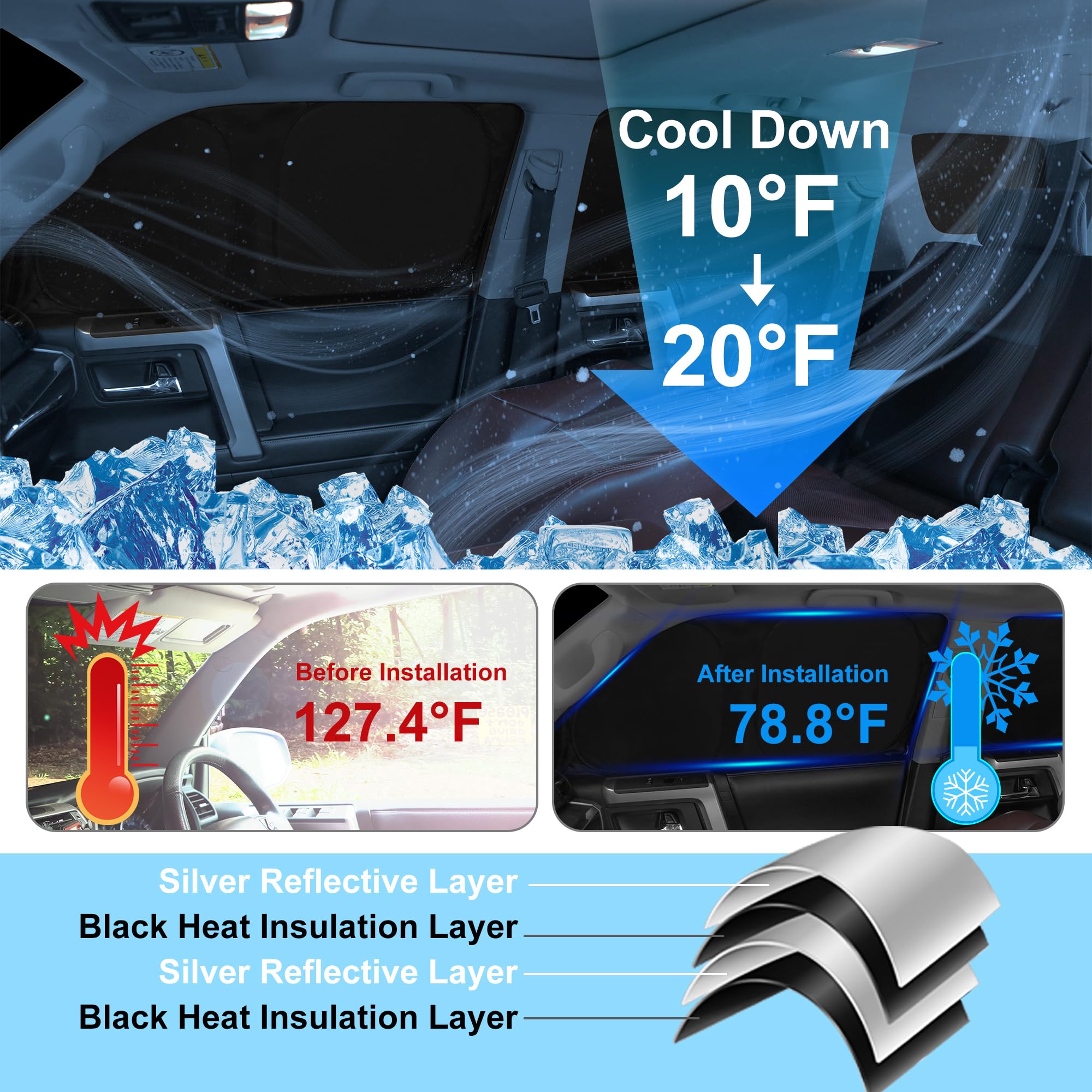Tinglu 8Pcs Window Shades For Mazda Cx-30 2019-2024 2025 Accessories Car Side Full Windows Rear Triangular Windshield Sun Shade