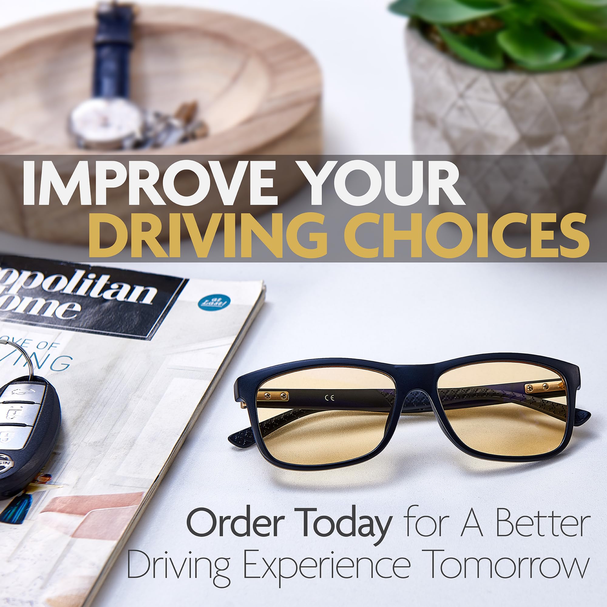 Illumin Driving Glasses SHIFT - All-Weather Night Driving Glasses, Regular Size, Plastic Lenses, Model LUM-100