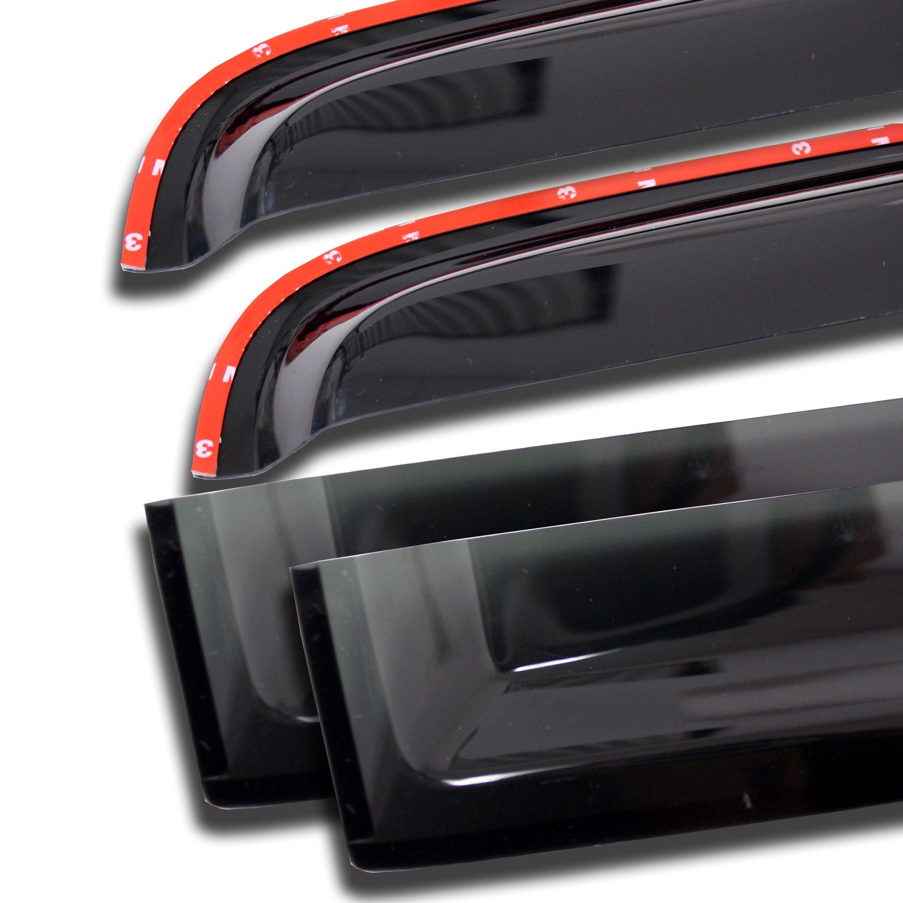 TuningPros WV-763i-2 In-Channel Window Visor Deflector Rain Guard Dark Smoke 4-pc Set
